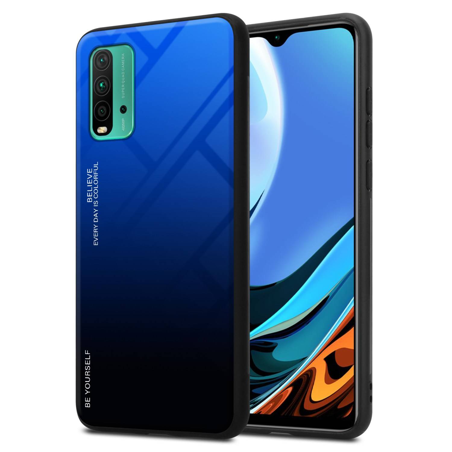 Cadorabo Hülle für Xiaomi RedMi 9T / POCO M3 Schutz Hülle in Schwarz Handyhülle TPU Etui Cover Case Tempered Glas