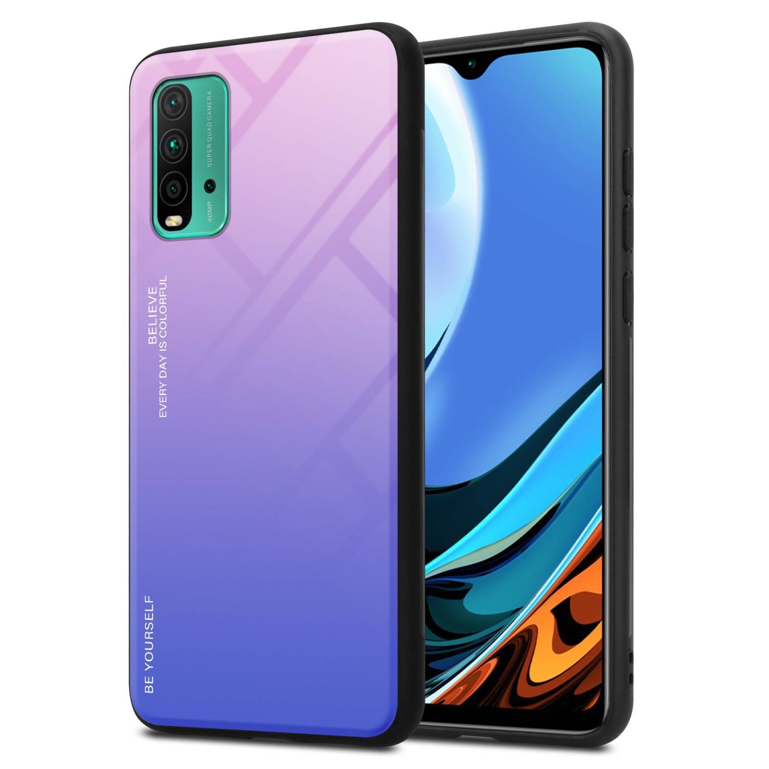 Cadorabo Hülle für Xiaomi RedMi 9T / POCO M3 Schutz Hülle in Schwarz Handyhülle TPU Etui Cover Case Tempered Glas