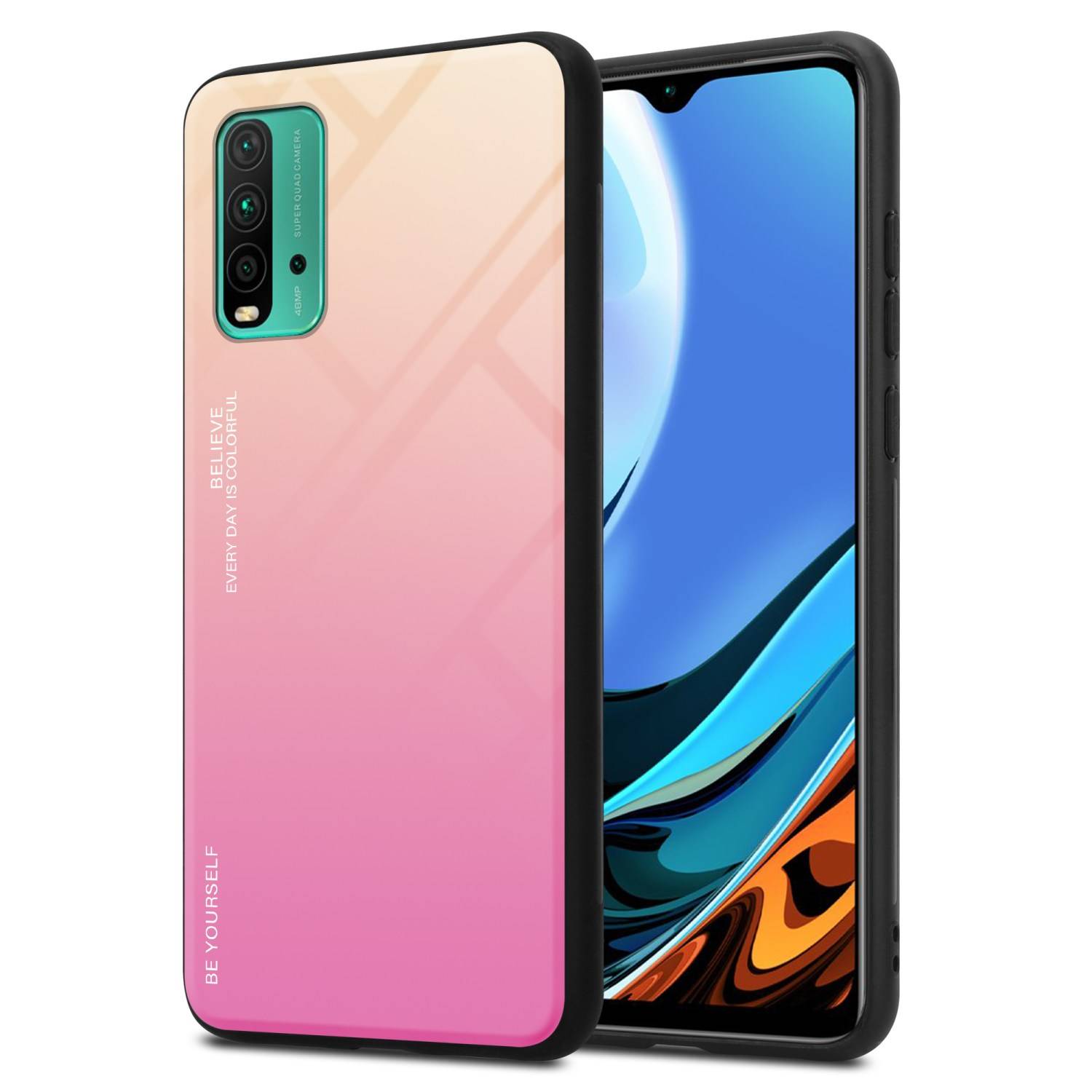 Cadorabo Hülle für Xiaomi RedMi 9T / POCO M3 Schutz Hülle in Schwarz Handyhülle TPU Etui Cover Case Tempered Glas