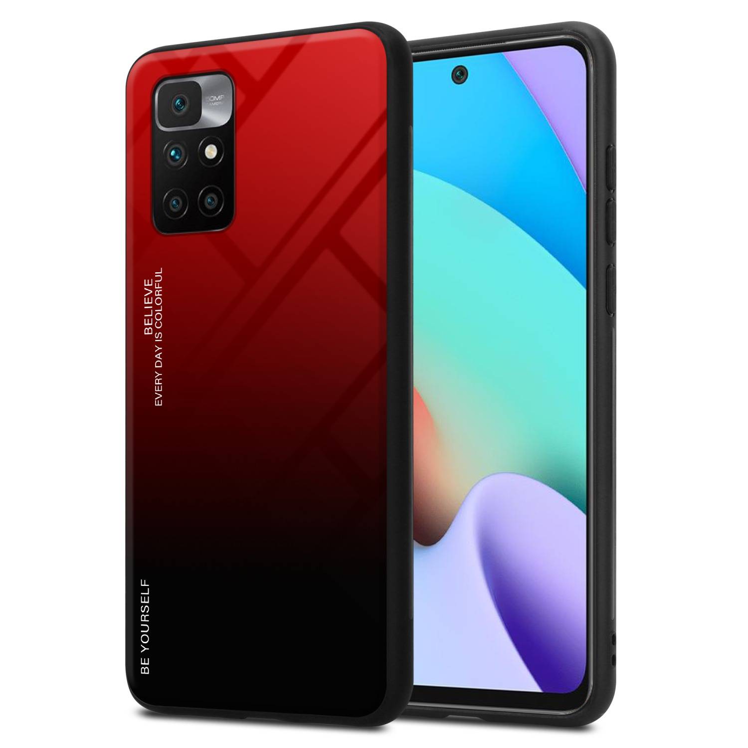 Cadorabo Hülle für Xiaomi RedMi 10 / RedMi NOTE 11 4G Schutz Hülle in Schwarz Handyhülle TPU Etui Cover Case Tempered