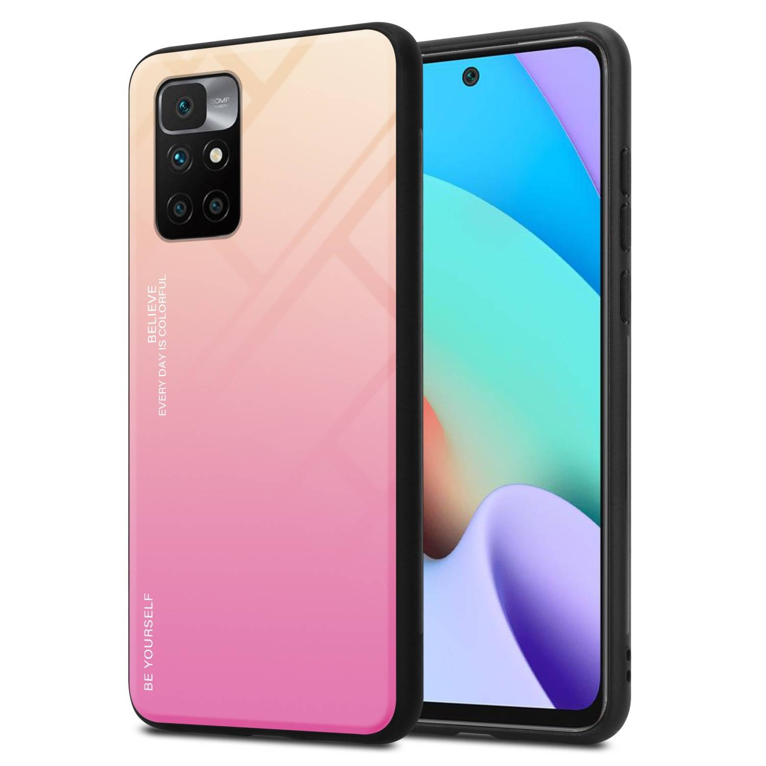 Cadorabo Hülle für Xiaomi RedMi 10 / RedMi NOTE 11 4G Schutz Hülle in Schwarz Handyhülle TPU Etui Cover Case Tempered