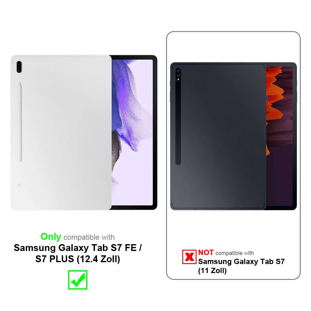 Cadorabo Panzer Folie für Samsung Galaxy Tab S7 FE / S7 PLUS (12.4 Zoll) in Transparent Schutzfolie Tablet Gehärtetes