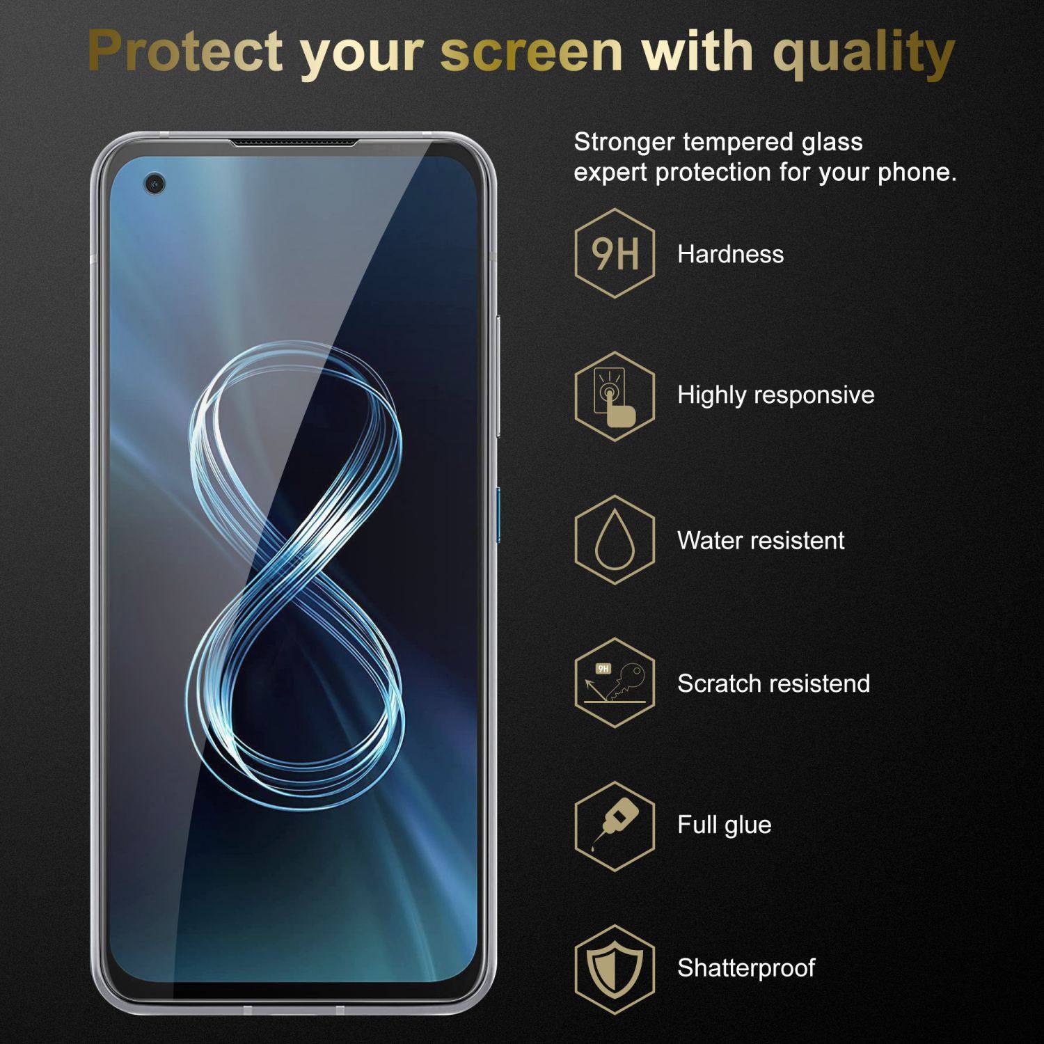 Cadorabo Panzer Folie für Asus ZenFone 8 Schutzfolie in Transparent Gehärtetes Tempered Display-Schutzglas