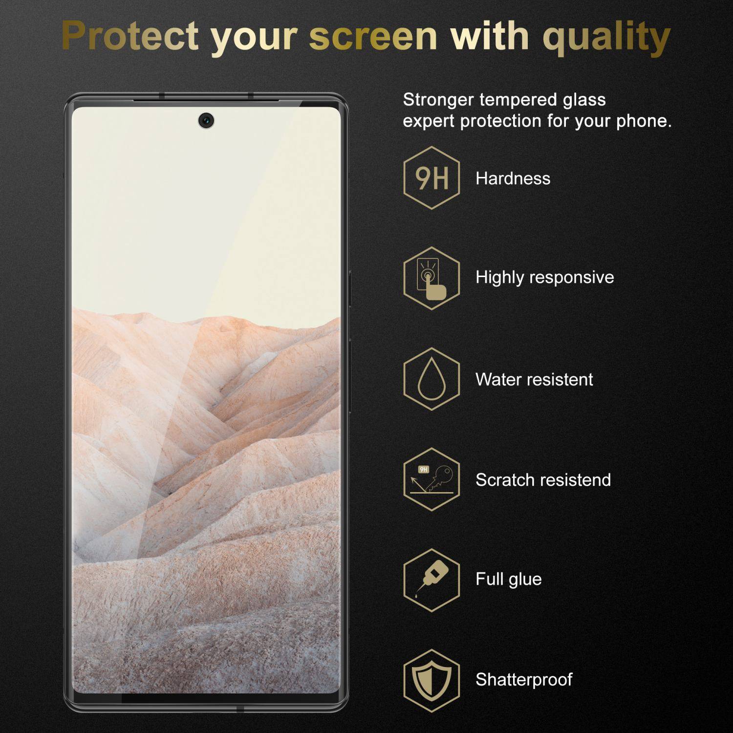 Cadorabo Panzer Folie für Google PIXEL 6 PRO Schutzfolie in Transparent Gehärtetes Tempered Display-Schutzglas