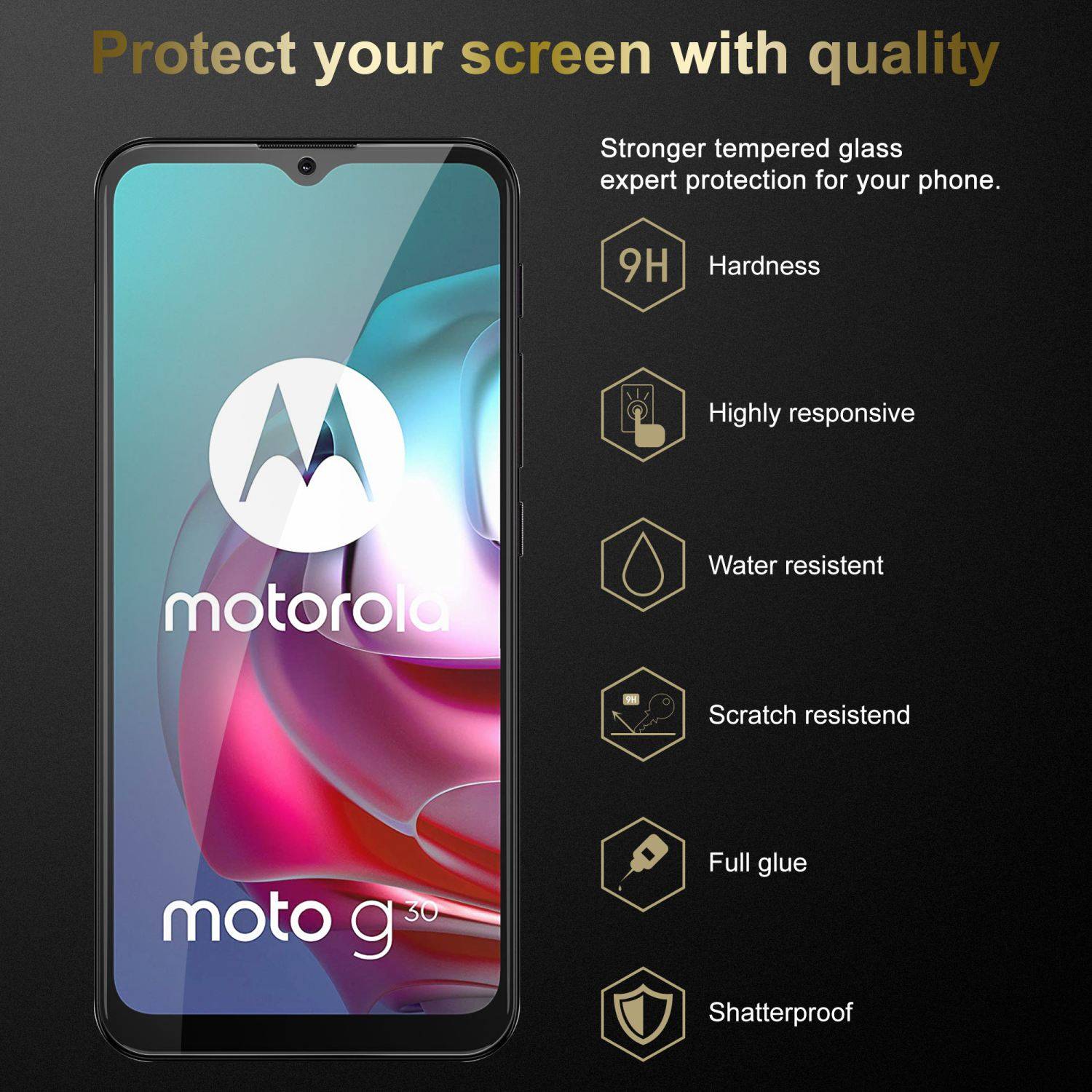 Cadorabo Panzer Folie für Motorola MOTO G10 / G30 Schutzfolie in Transparent Gehärtetes Tempered Display-Schutzglas