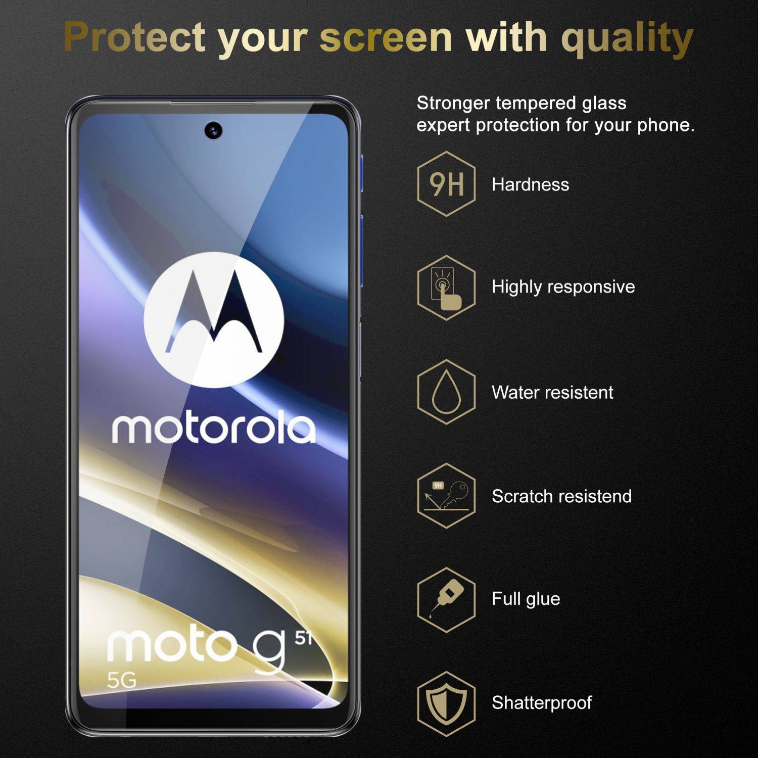 Cadorabo Panzer Folie für Motorola MOTO G51 5G Schutzfolie in Transparent Gehärtetes Tempered Display-Schutzglas