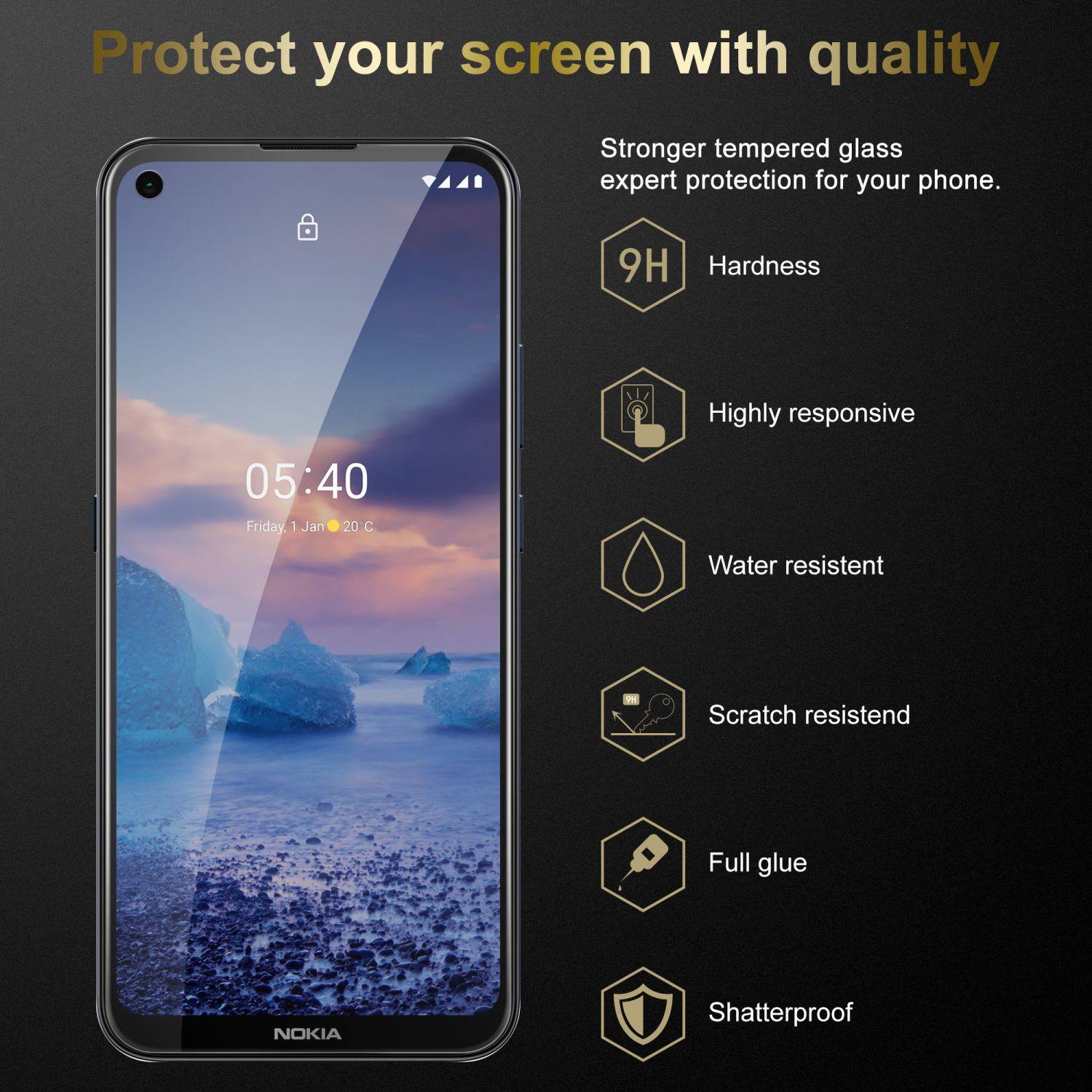 Cadorabo Panzer Folie für Nokia 5.4 Schutzfolie in Transparent Gehärtetes Tempered Display-Schutzglas