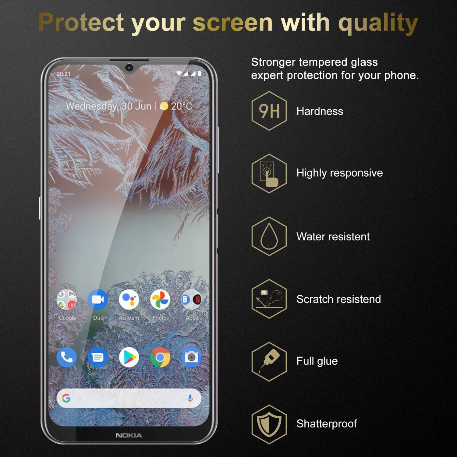 Cadorabo Panzer Folie für Nokia G10 / G20 Schutzfolie in Transparent Gehärtetes Tempered Display-Schutzglas
