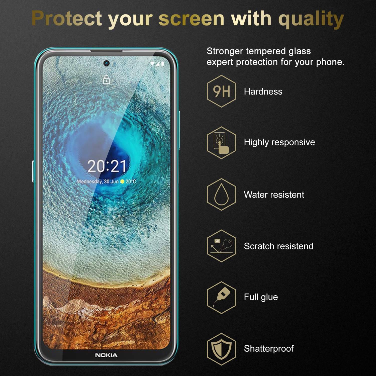Cadorabo Panzer Folie für Nokia X10 / X20 Schutzfolie in Transparent Gehärtetes Tempered Display-Schutzglas