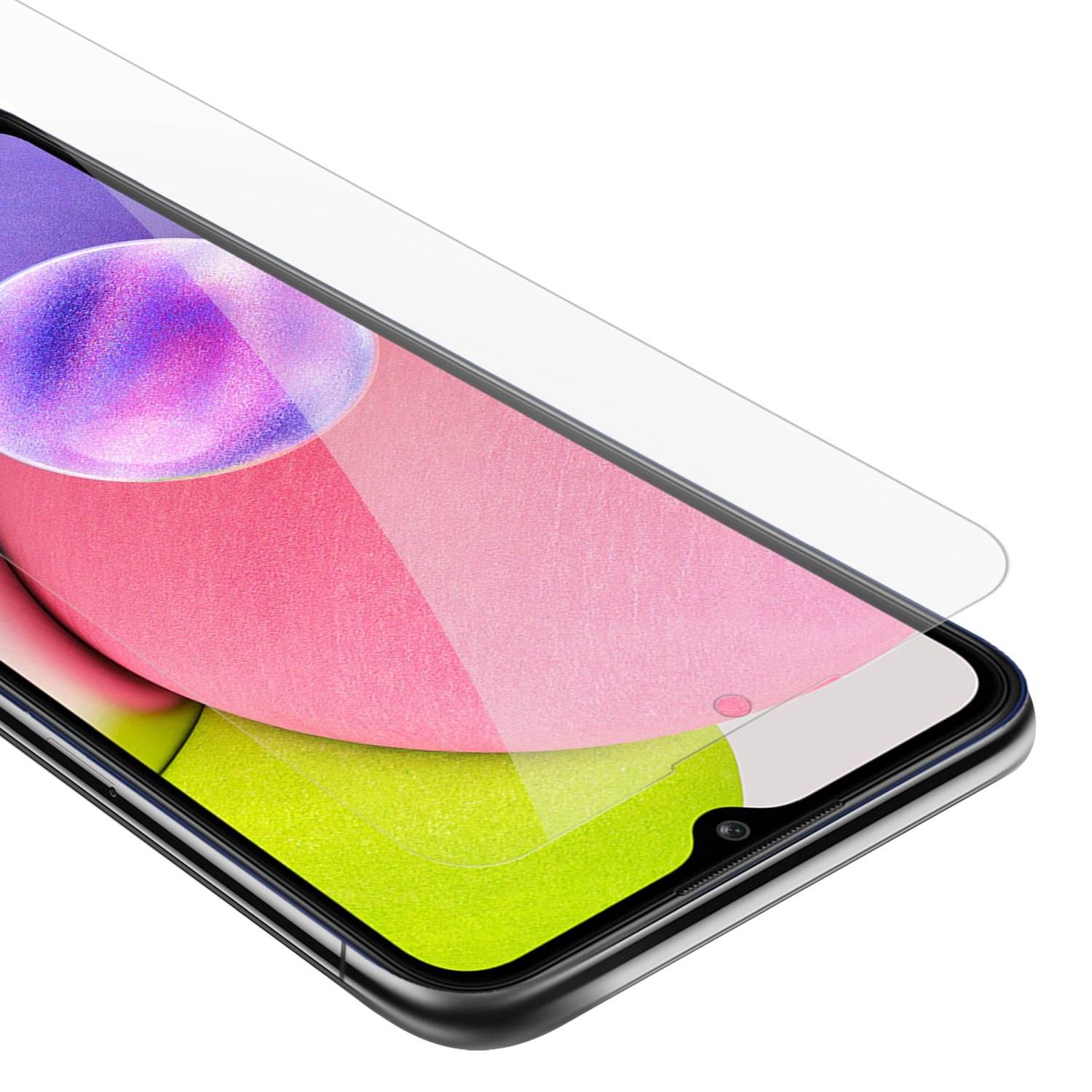 Cadorabo Panzer Folie für Samsung Galaxy A03s Schutzfolie in Transparent Gehärtetes Tempered Display-Schutzglas