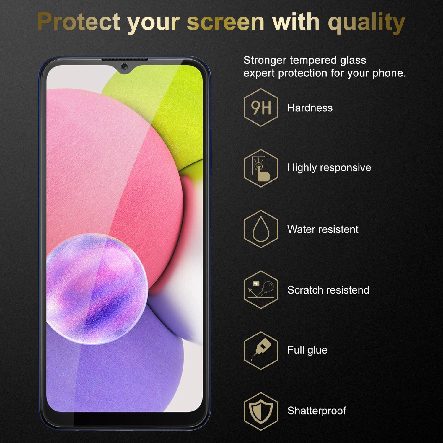Cadorabo Panzer Folie für Samsung Galaxy A03s Schutzfolie in Transparent Gehärtetes Tempered Display-Schutzglas