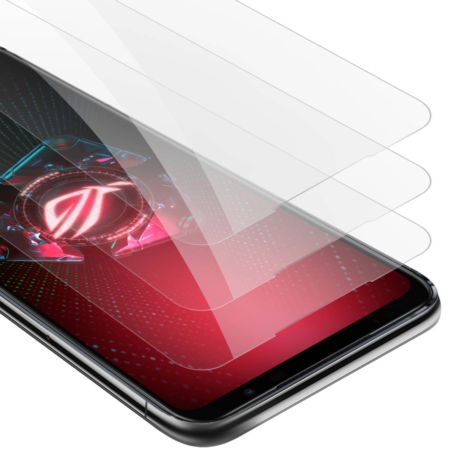 Cadorabo 3x Panzer Folie für Asus ROG Phone 5 Schutzfolie in Transparent Folie Tempered Display-Schutzglas