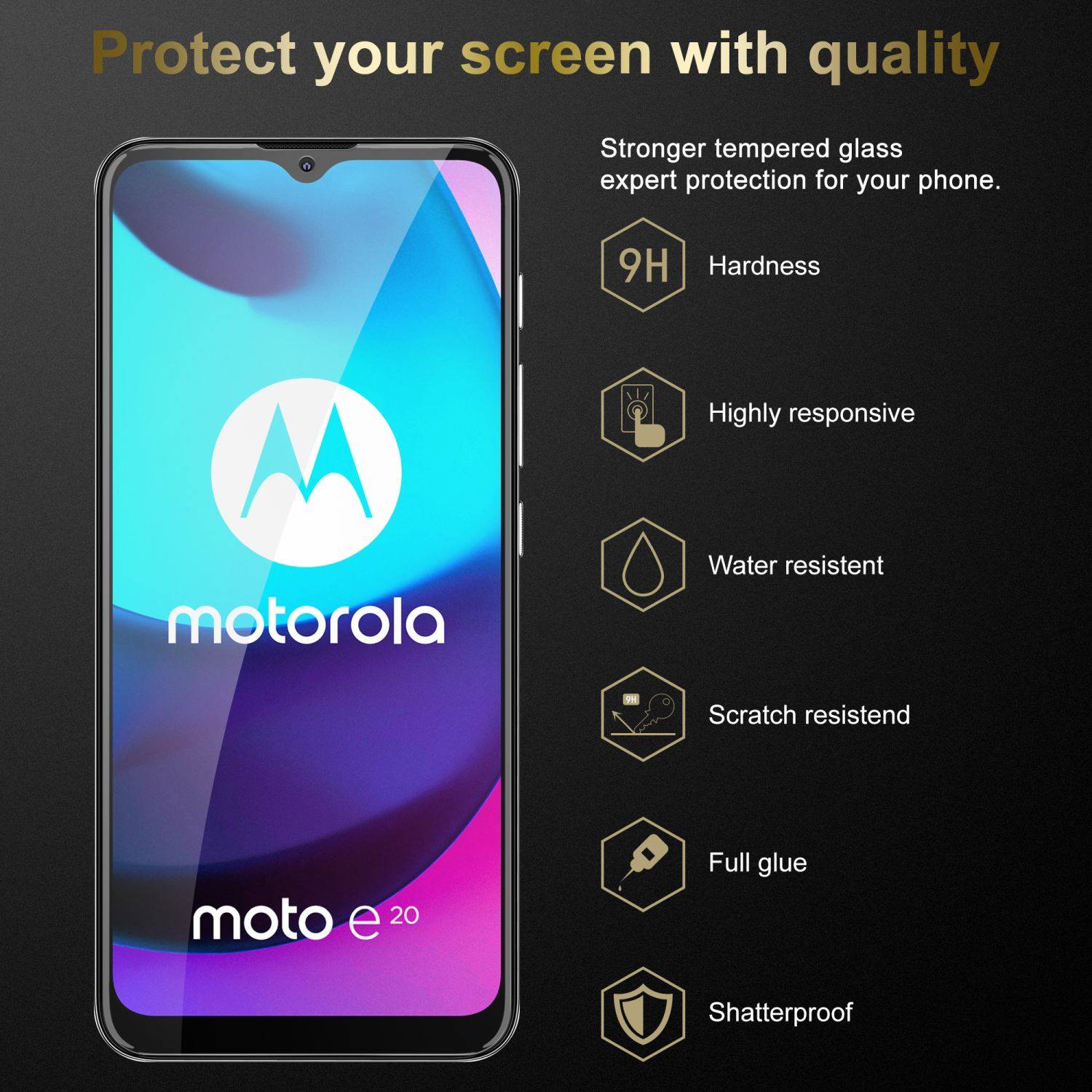 Cadorabo 3x Panzer Folie für Motorola MOTO E20 / E30 / E40 Schutzfolie in Transparent Folie Tempered Display-Schutzglas