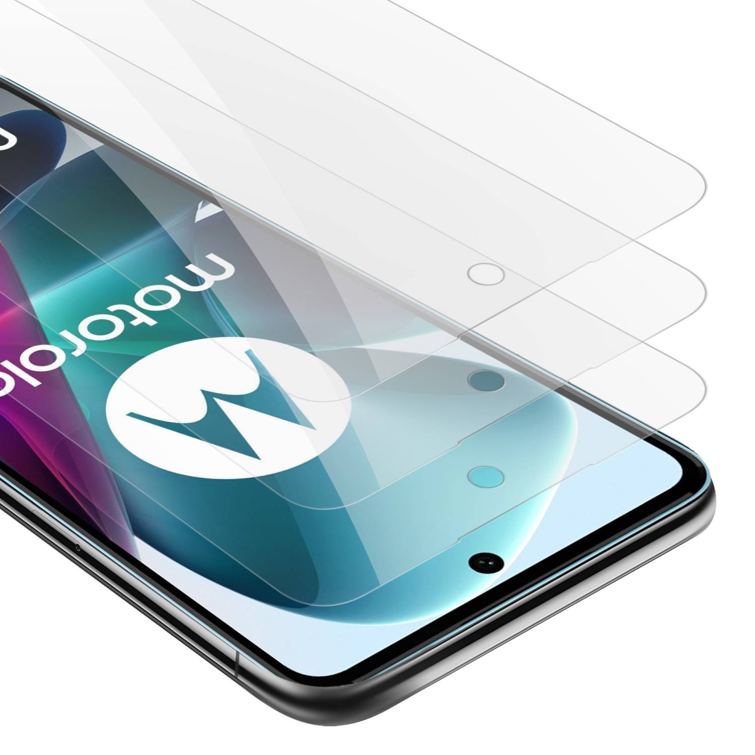 Cadorabo 3x Panzer Folie für Motorola MOTO G200 5G Schutzfolie in Transparent Folie Tempered Display-Schutzglas