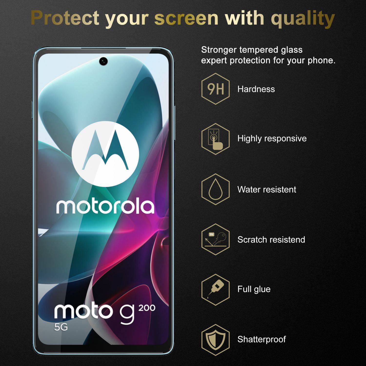 Cadorabo 3x Panzer Folie für Motorola MOTO G200 5G Schutzfolie in Transparent Folie Tempered Display-Schutzglas