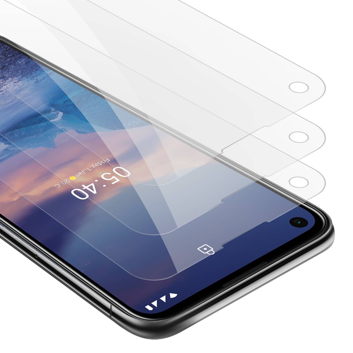 Cadorabo 3x Panzer Folie für Nokia 5.4 Schutzfolie in Transparent Folie Tempered Display-Schutzglas