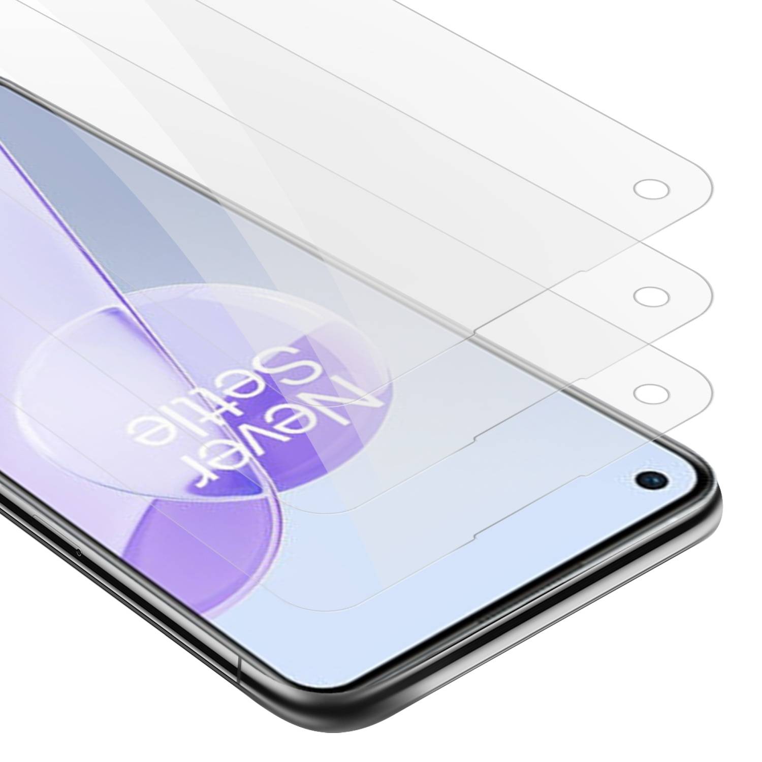 Cadorabo 3x Panzer Folie für OnePlus 9RT 5G Schutzfolie in Transparent Folie Tempered Display-Schutzglas
