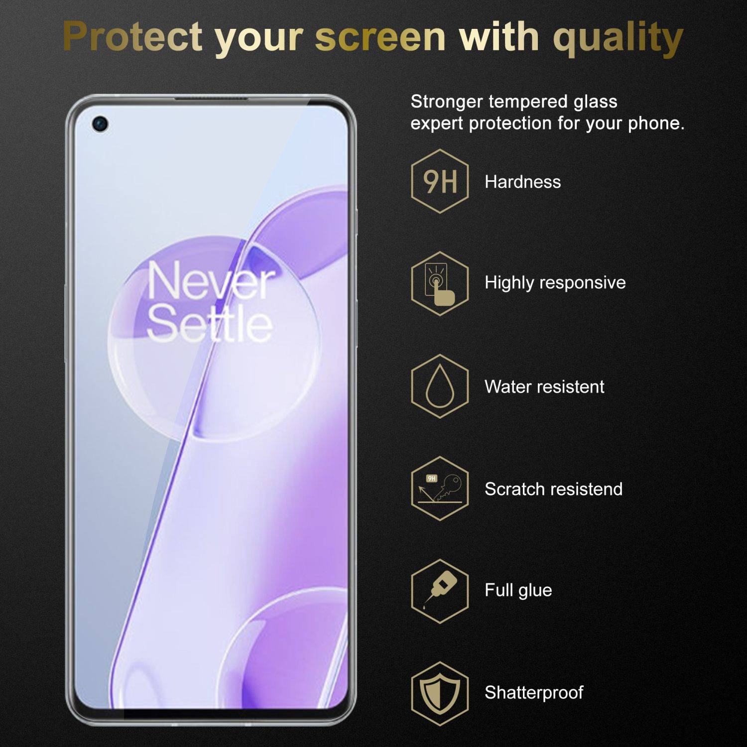 Cadorabo 3x Panzer Folie für OnePlus 9RT 5G Schutzfolie in Transparent Folie Tempered Display-Schutzglas