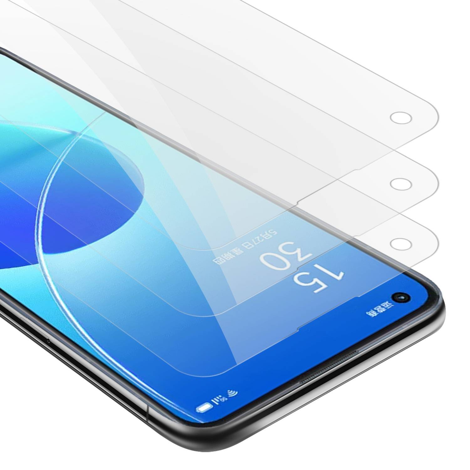 Cadorabo 3x Panzer Folie für Oppo Reno6 5G Schutzfolie in Transparent Folie Tempered Display-Schutzglas