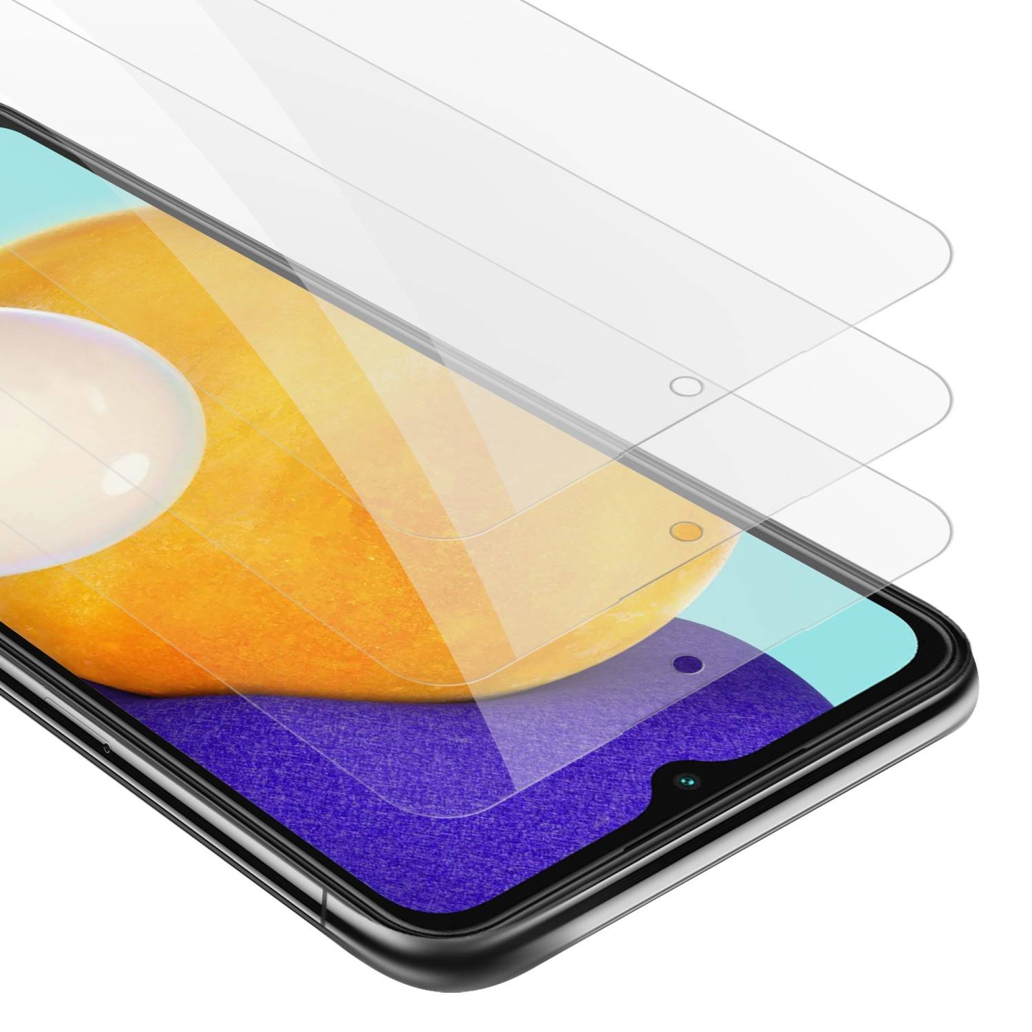Cadorabo 3x Panzer Folie für Samsung Galaxy A13 5G Schutzfolie in Transparent Folie Tempered Display-Schutzglas