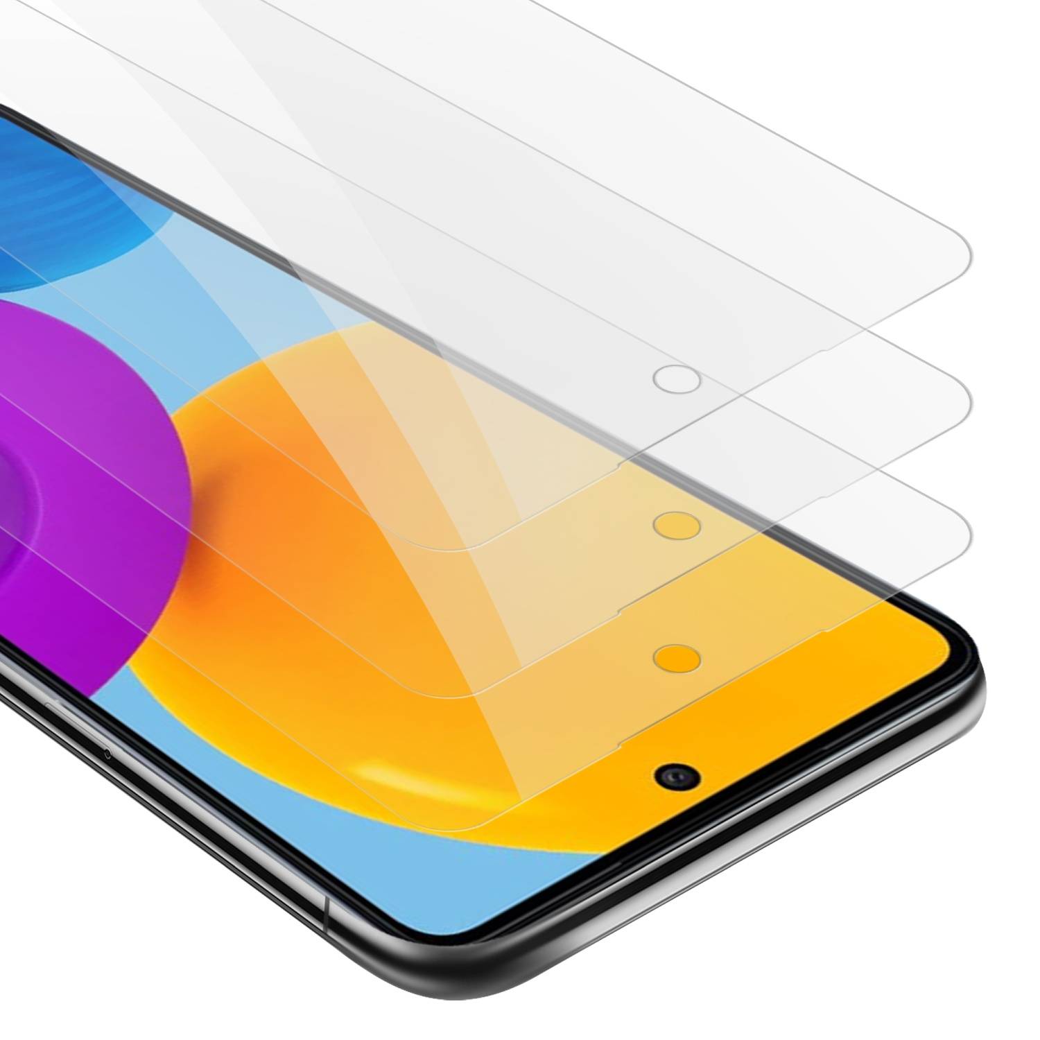 Cadorabo 3x Panzer Folie für Samsung Galaxy M52 5G Schutzfolie in Transparent Folie Tempered Display-Schutzglas