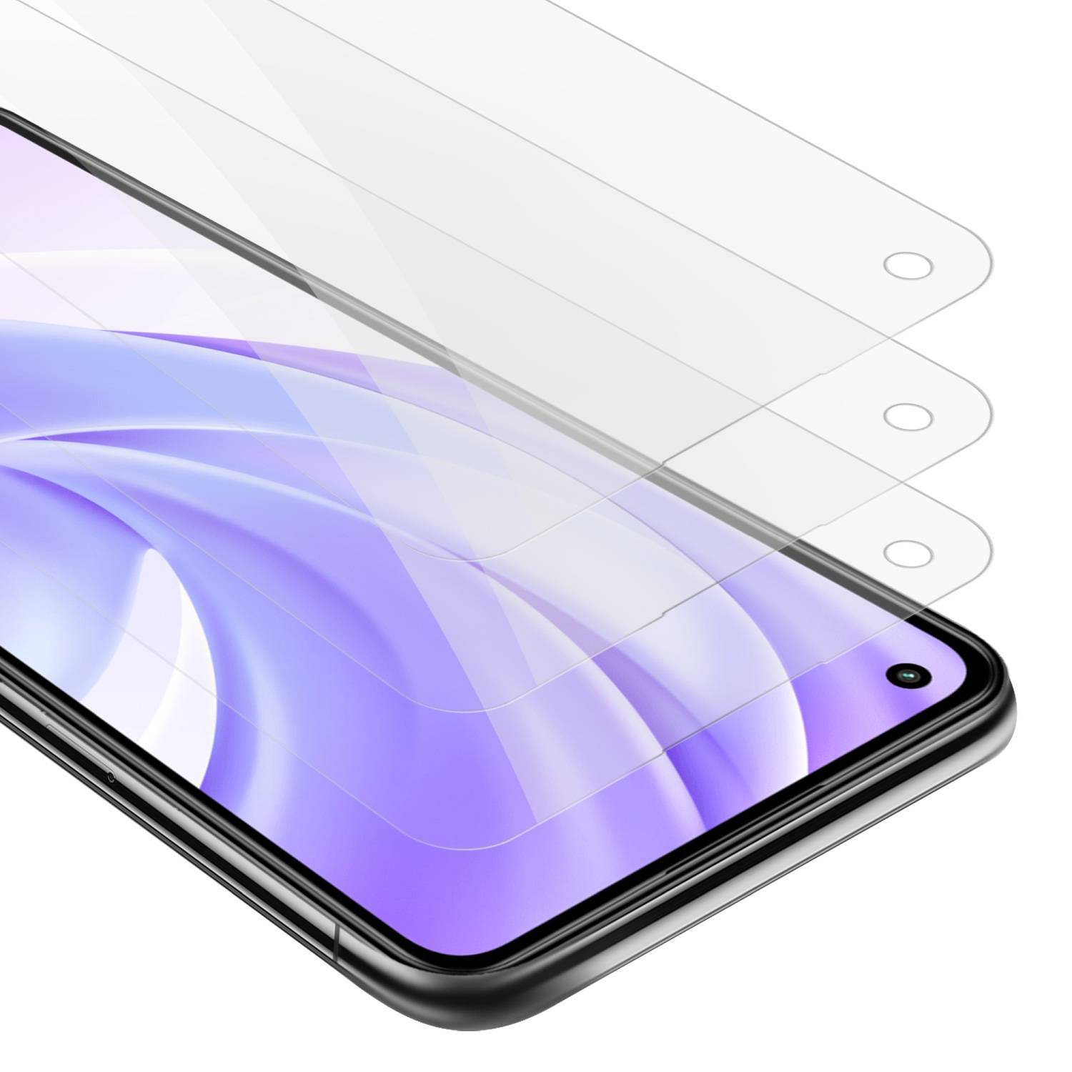Cadorabo 3x Panzer Folie für Xiaomi Mi 11 LITE (4G / 5G) / 11 LITE NE Schutzfolie in Transparent Folie Tempered
