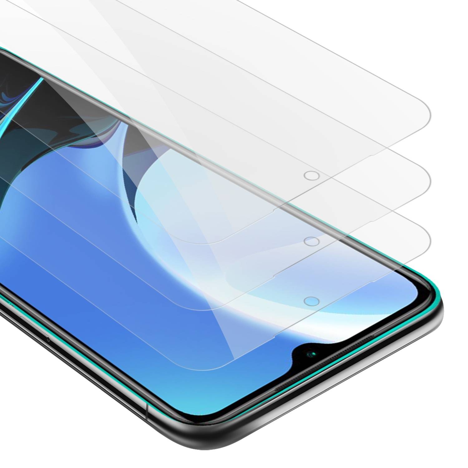 Cadorabo 3x Panzer Folie für Xiaomi RedMi 9T / POCO M3 Schutzfolie in Transparent Folie Tempered Display-Schutzglas