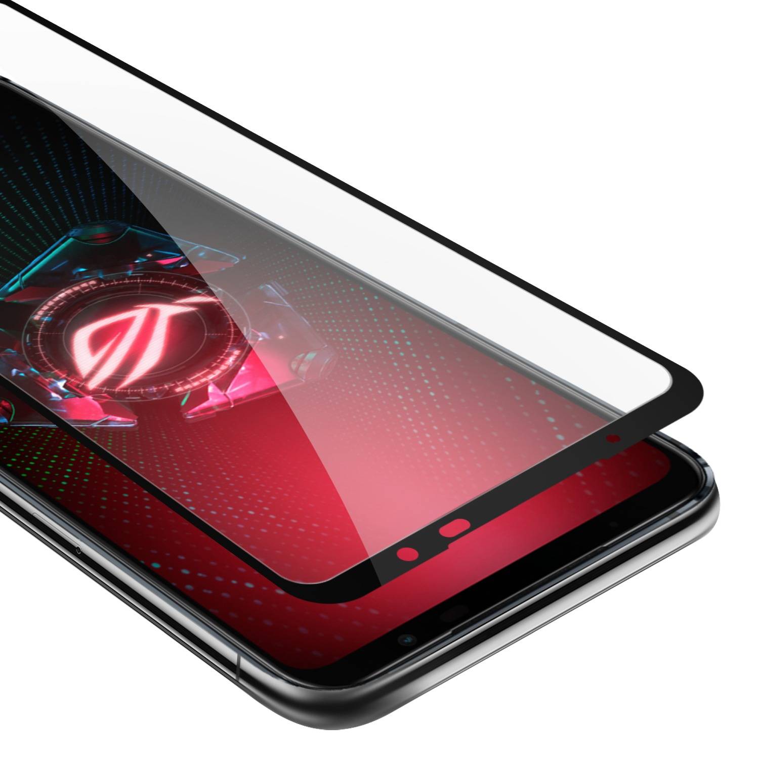 Cadorabo Panzerfolie für Asus ROG Phone 5 Schutzfolie in Schwarz Vollbild Folie Tempered Display Schutzglas