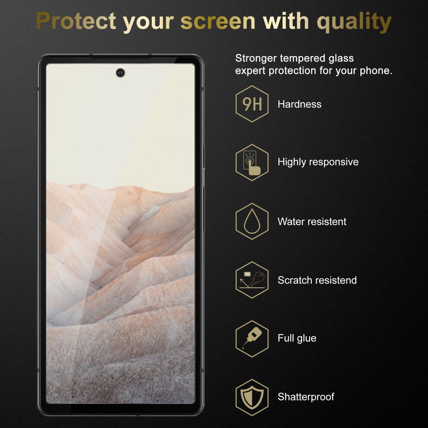 Cadorabo Panzerfolie für Google PIXEL 6 Schutzfolie in Schwarz Vollbild Folie Tempered Display Schutzglas