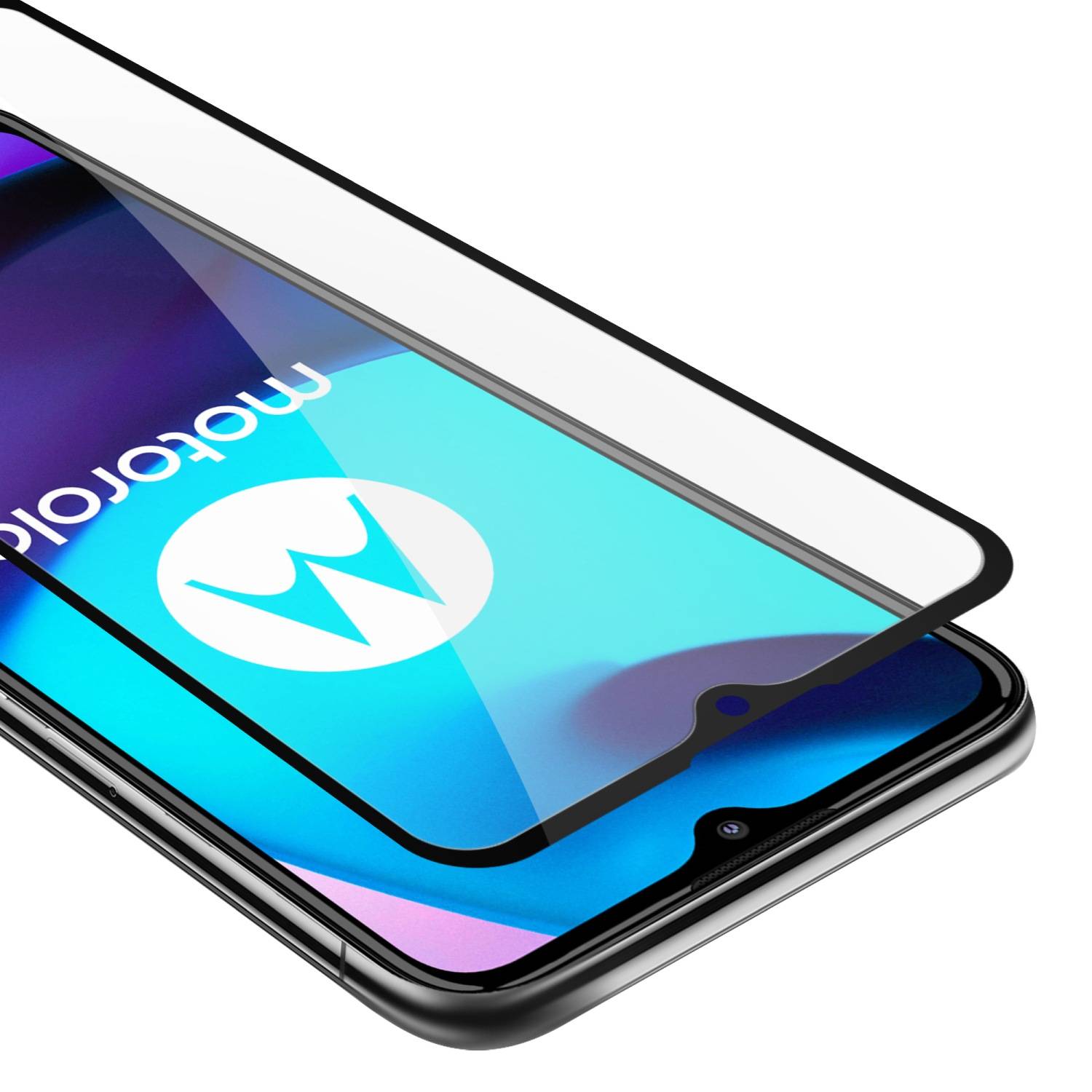 Cadorabo Panzerfolie für Motorola MOTO E20 / E30 / E40 Schutzfolie in Schwarz Vollbild Folie Tempered Display Schutzglas