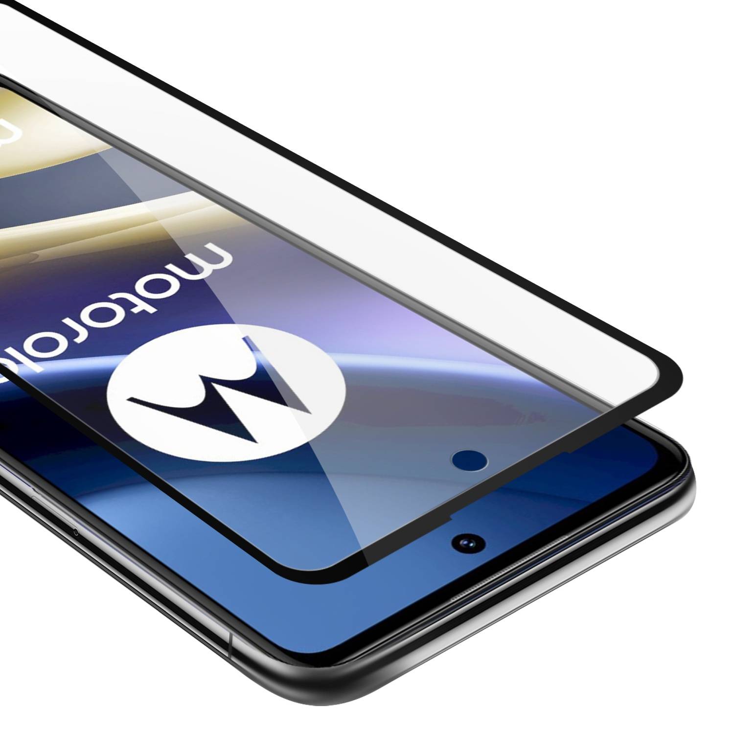 Cadorabo Panzerfolie für Motorola MOTO G51 5G Schutzfolie in Schwarz Vollbild Folie Tempered Display Schutzglas