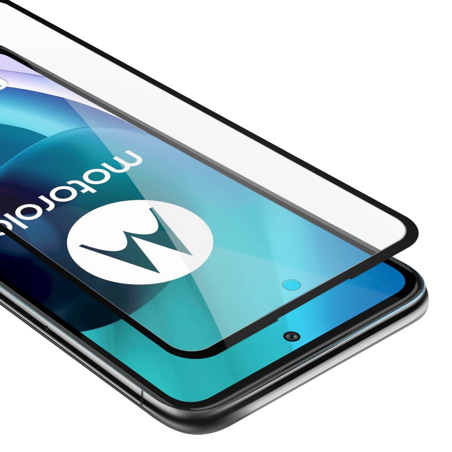Cadorabo Panzerfolie für Motorola MOTO G71 5G Schutzfolie in Schwarz Vollbild Folie Tempered Display Schutzglas