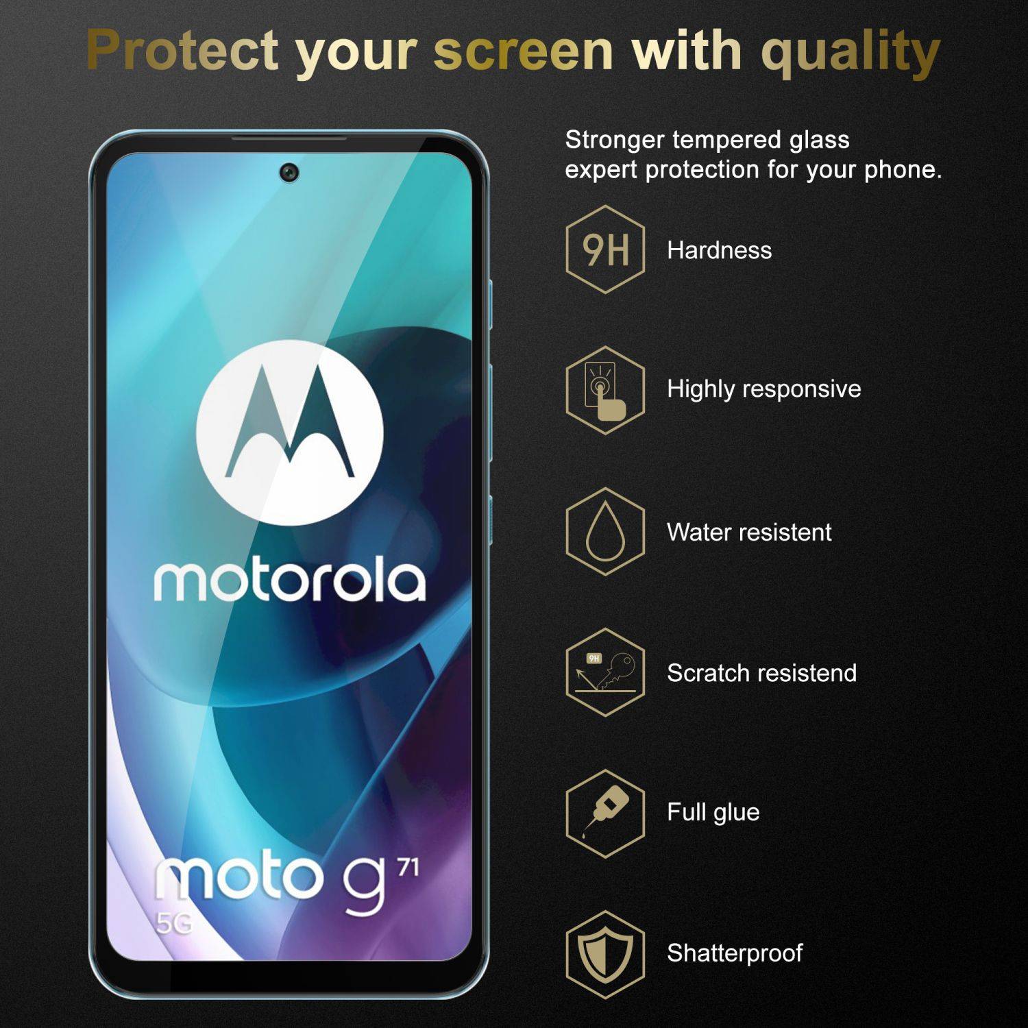 Cadorabo Panzerfolie für Motorola MOTO G71 5G Schutzfolie in Schwarz Vollbild Folie Tempered Display Schutzglas