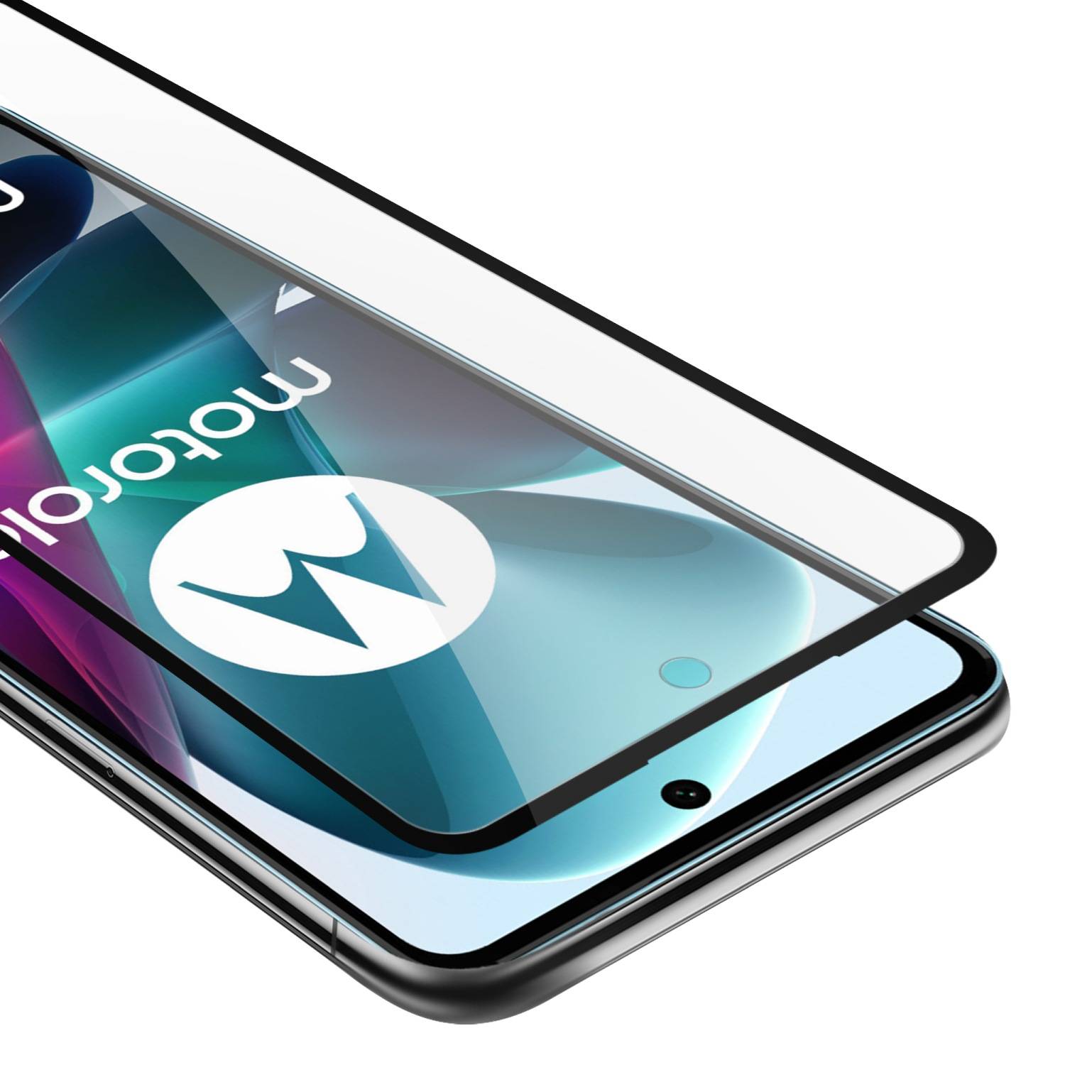 Cadorabo Panzerfolie für Motorola MOTO G200 5G Schutzfolie in Schwarz Vollbild Folie Tempered Display Schutzglas