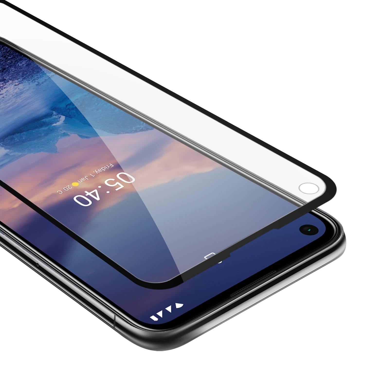 Cadorabo Panzerfolie für Nokia 5.4 Schutzfolie in Schwarz Vollbild Folie Tempered Display Schutzglas
