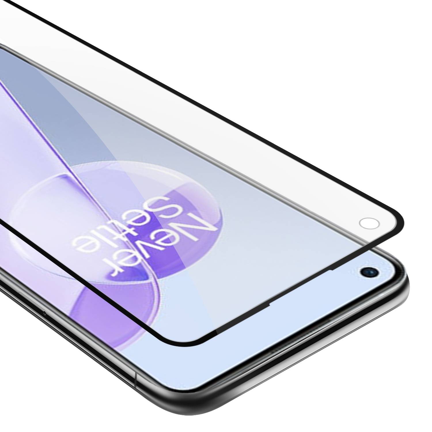 Cadorabo Panzerfolie für OnePlus 9RT 5G Schutzfolie in Schwarz Vollbild Folie Tempered Display Schutzglas