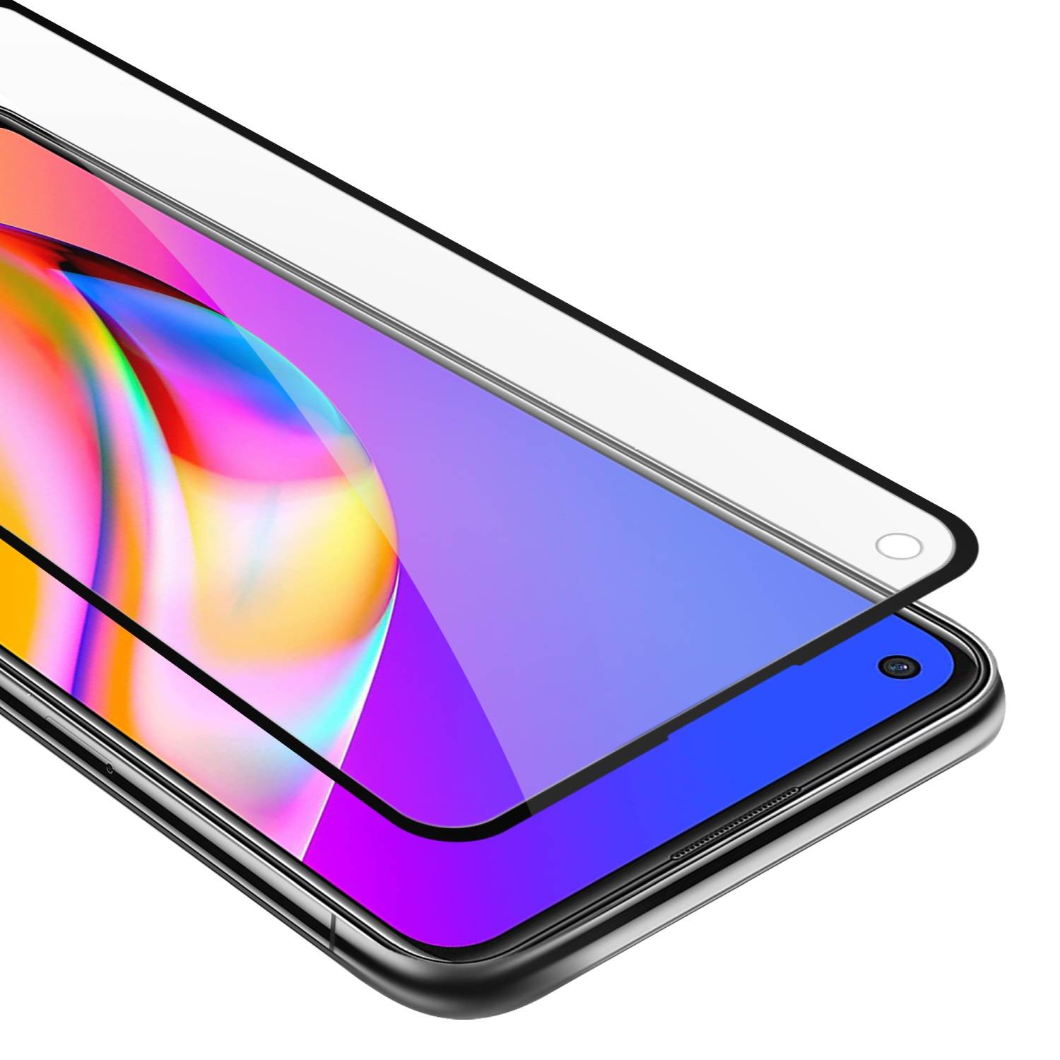 Cadorabo Panzerfolie für Oppo A94 5G Schutzfolie in Schwarz Vollbild Folie Tempered Display Schutzglas