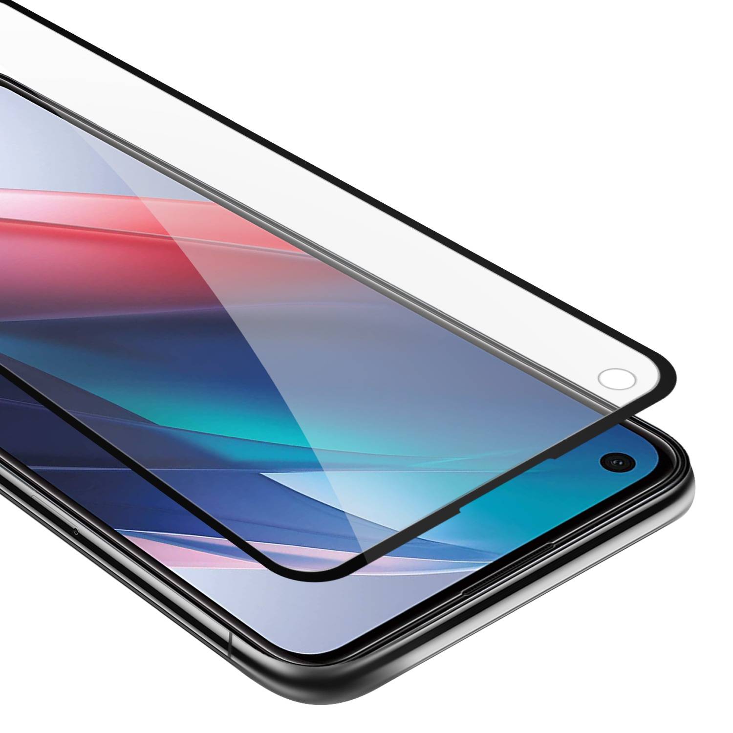 Cadorabo Panzerfolie für Oppo FIND X3 LITE Schutzfolie in Schwarz Vollbild Folie Tempered Display Schutzglas