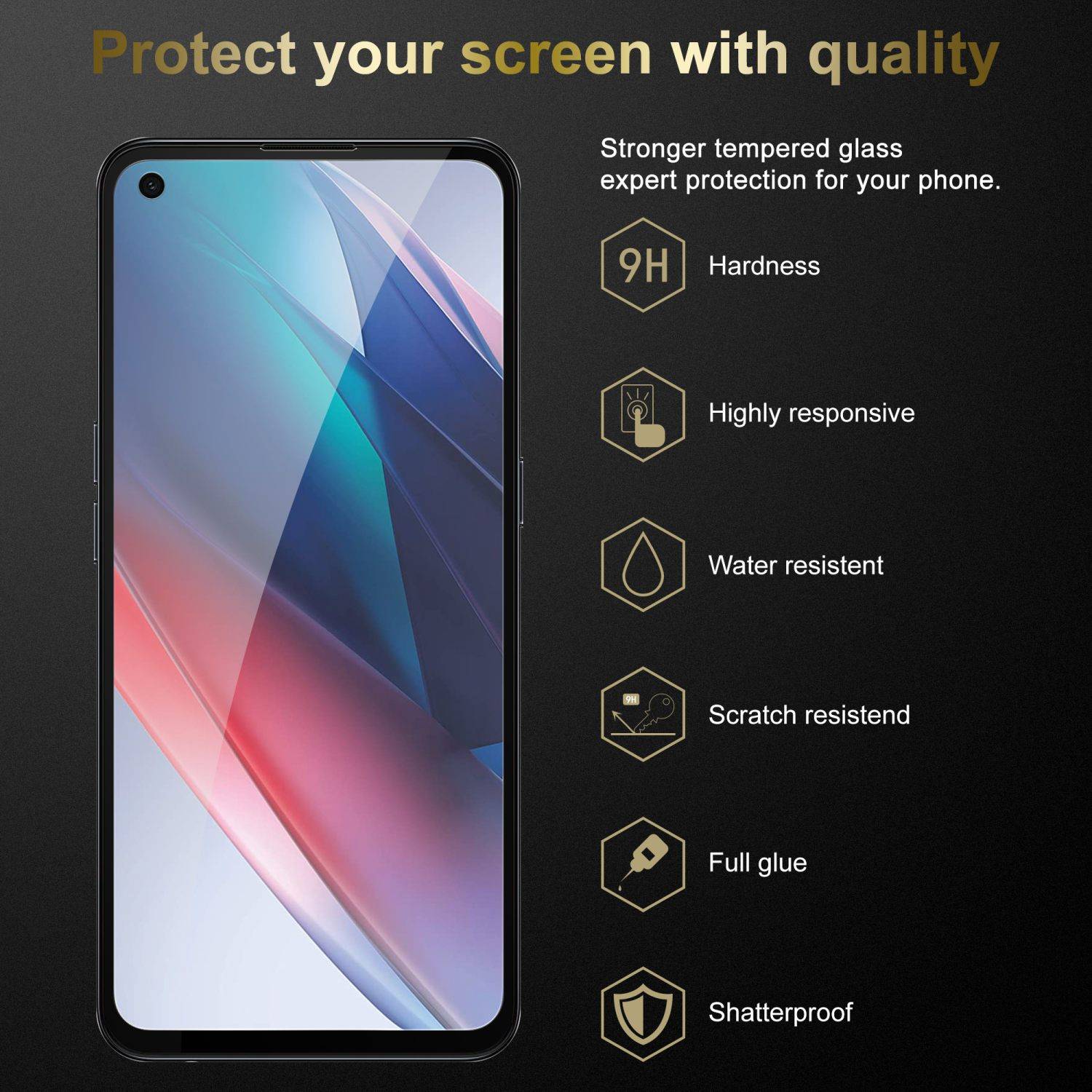 Cadorabo Panzerfolie für Oppo FIND X3 LITE Schutzfolie in Schwarz Vollbild Folie Tempered Display Schutzglas