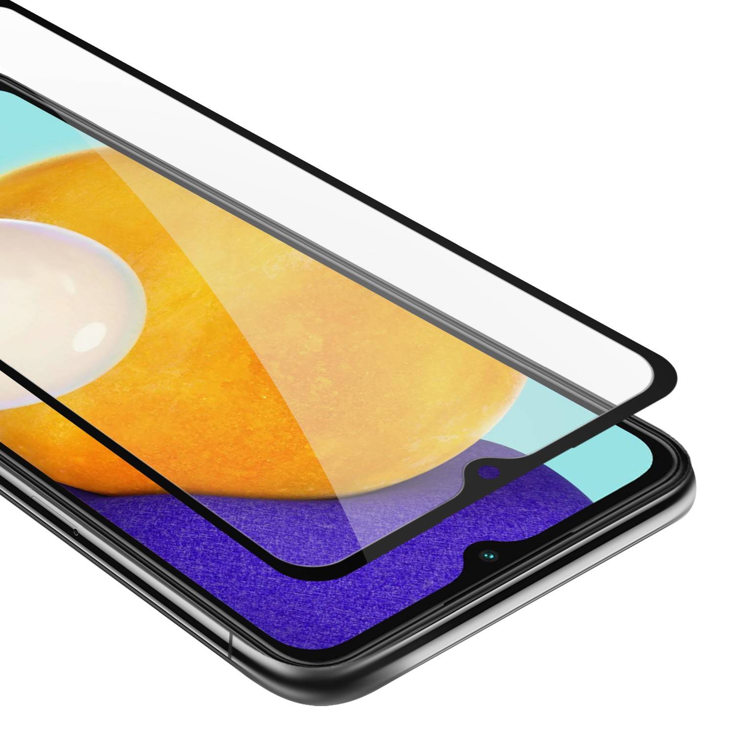 Cadorabo Panzerfolie für Samsung Galaxy A13 5G Schutzfolie in Schwarz Vollbild Folie Tempered Display Schutzglas