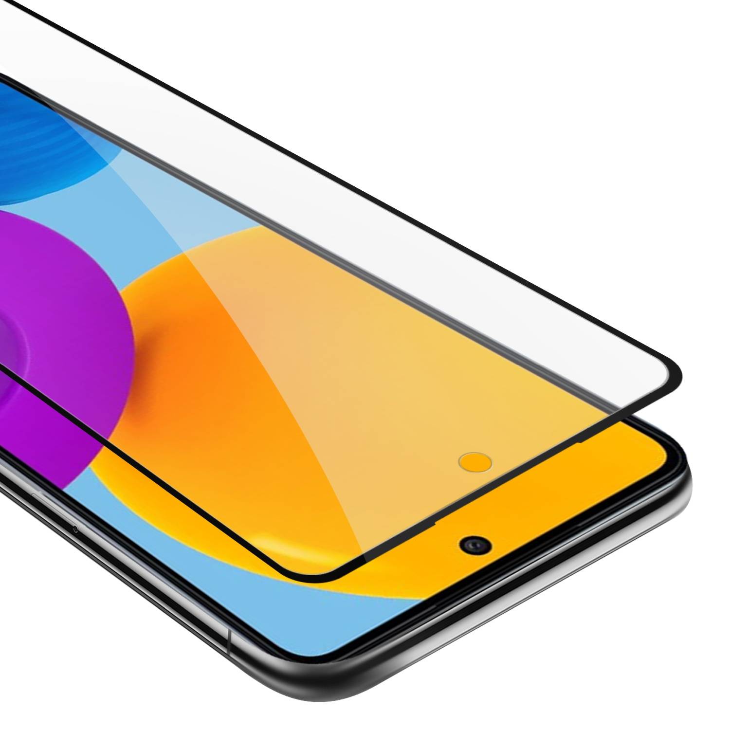 Cadorabo Panzerfolie für Samsung Galaxy M52 5G Schutzfolie in Schwarz Vollbild Folie Tempered Display Schutzglas