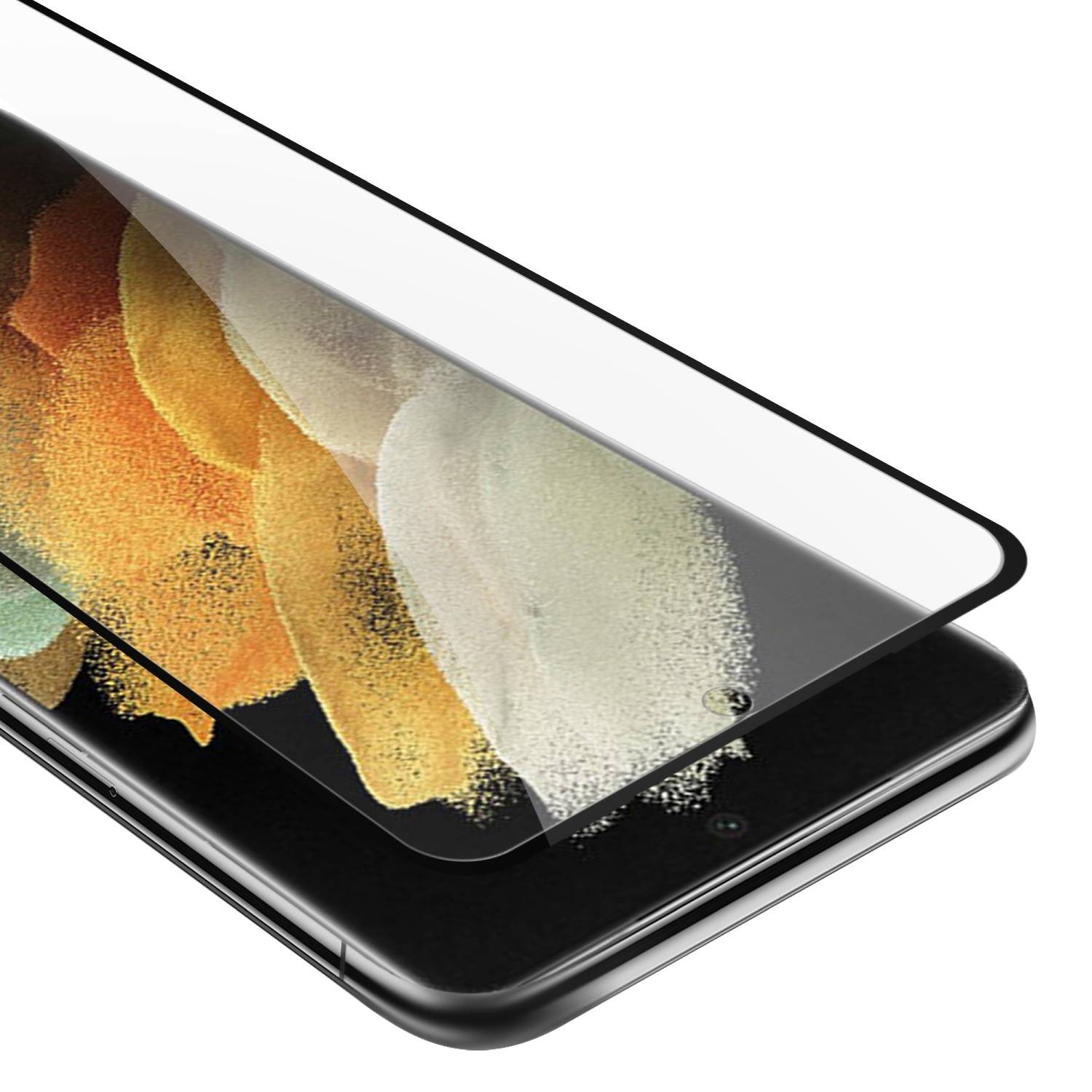 Cadorabo Panzerfolie für Samsung Galaxy S22 ULTRA Schutzfolie in Schwarz Vollbild Folie Tempered Display Schutzglas
