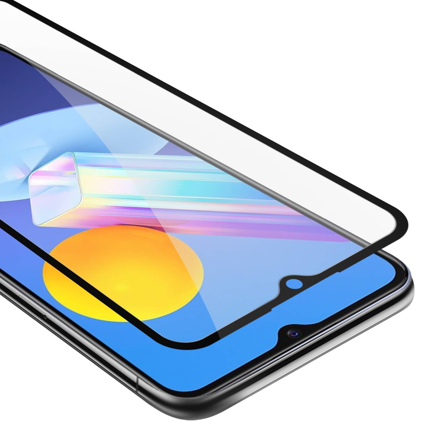 Cadorabo Panzerfolie für Vivo Y52 5G / Y72 5G Schutzfolie in Schwarz Vollbild Folie Tempered Display Schutzglas