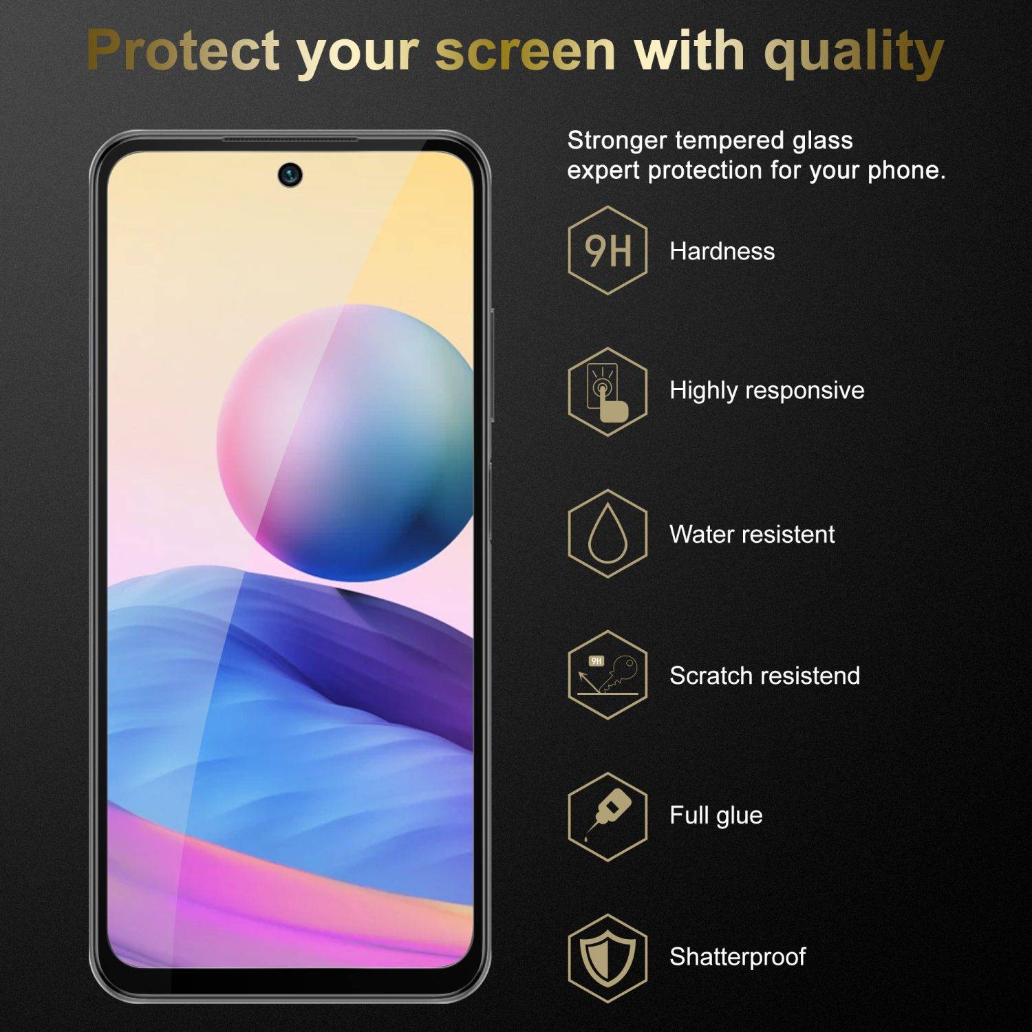 Cadorabo Panzerfolie für Xiaomi RedMi NOTE 10 5G / POCO M3 PRO 5G Schutzfolie in Schwarz Vollbild Folie Tempered Display