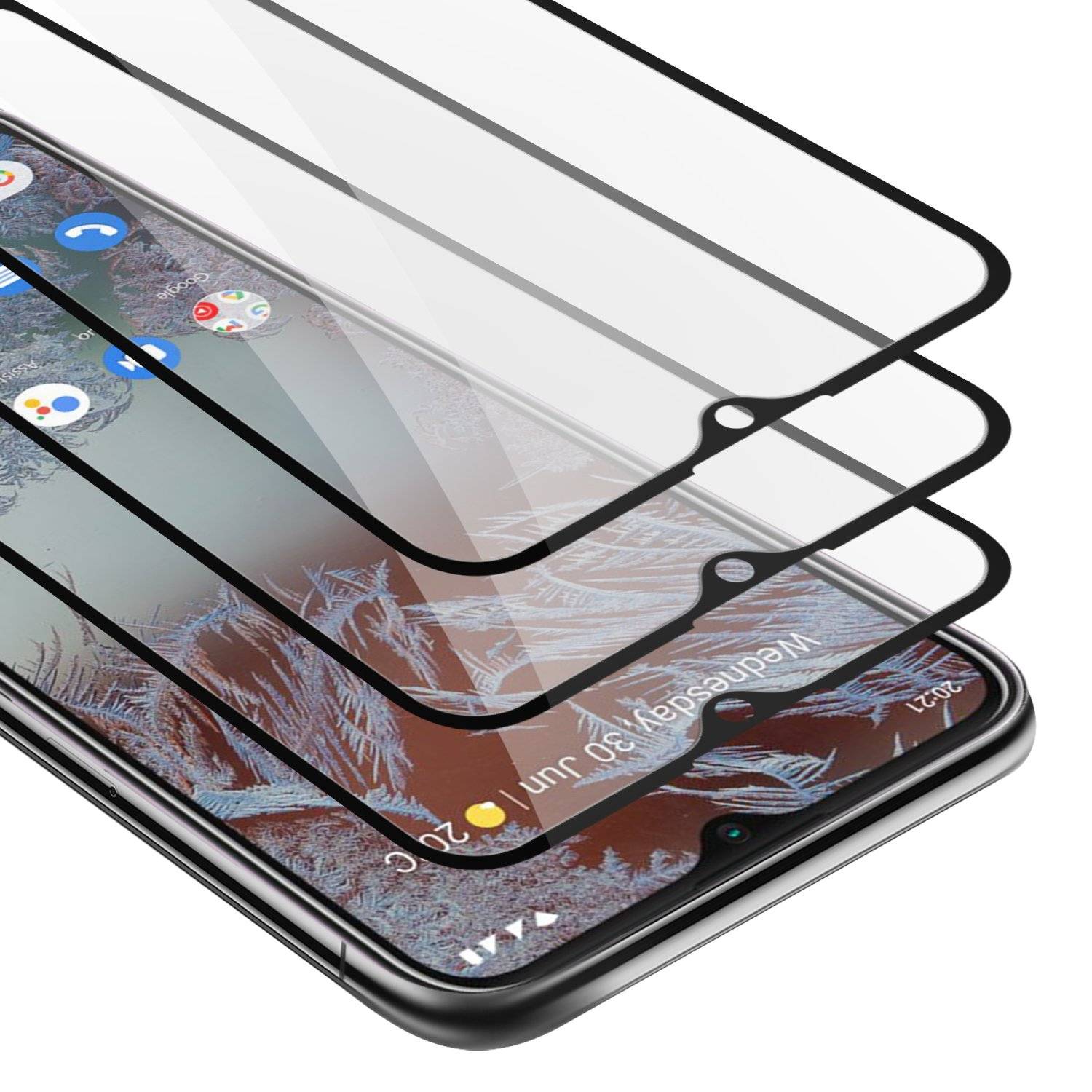 Cadorabo 3x Vollbild Panzer Folie für Nokia G10 / G20 Schutzfolie in Schwarz Tempered Display-Schutzglas