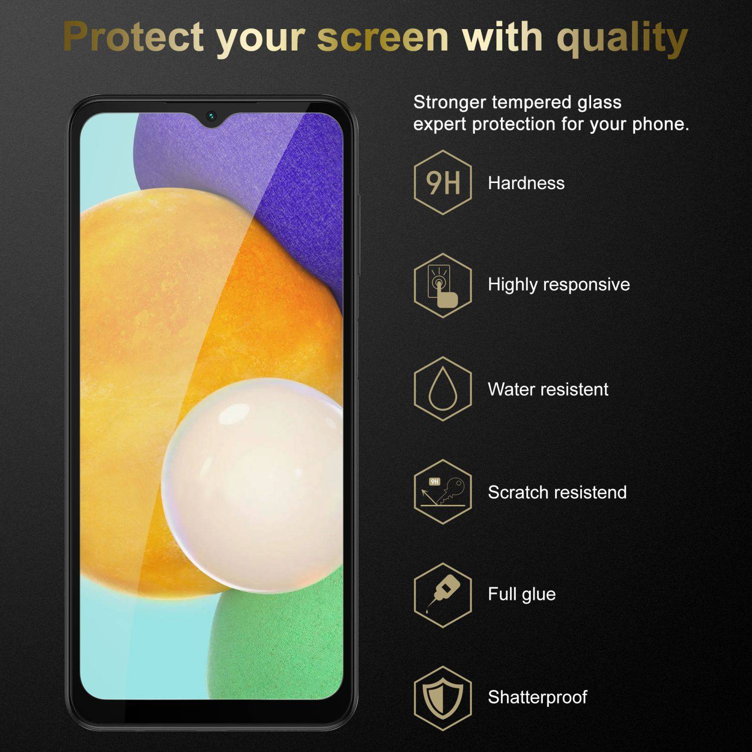 Cadorabo 3x Vollbild Panzer Folie für Samsung Galaxy A13 5G Schutzfolie in Schwarz Tempered Display-Schutzglas