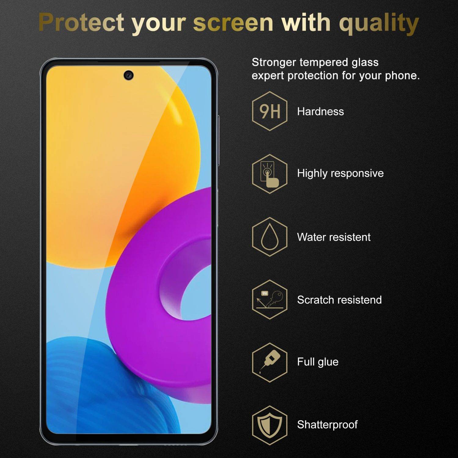 Cadorabo 3x Vollbild Panzer Folie für Samsung Galaxy M52 5G Schutzfolie in Schwarz Tempered Display-Schutzglas