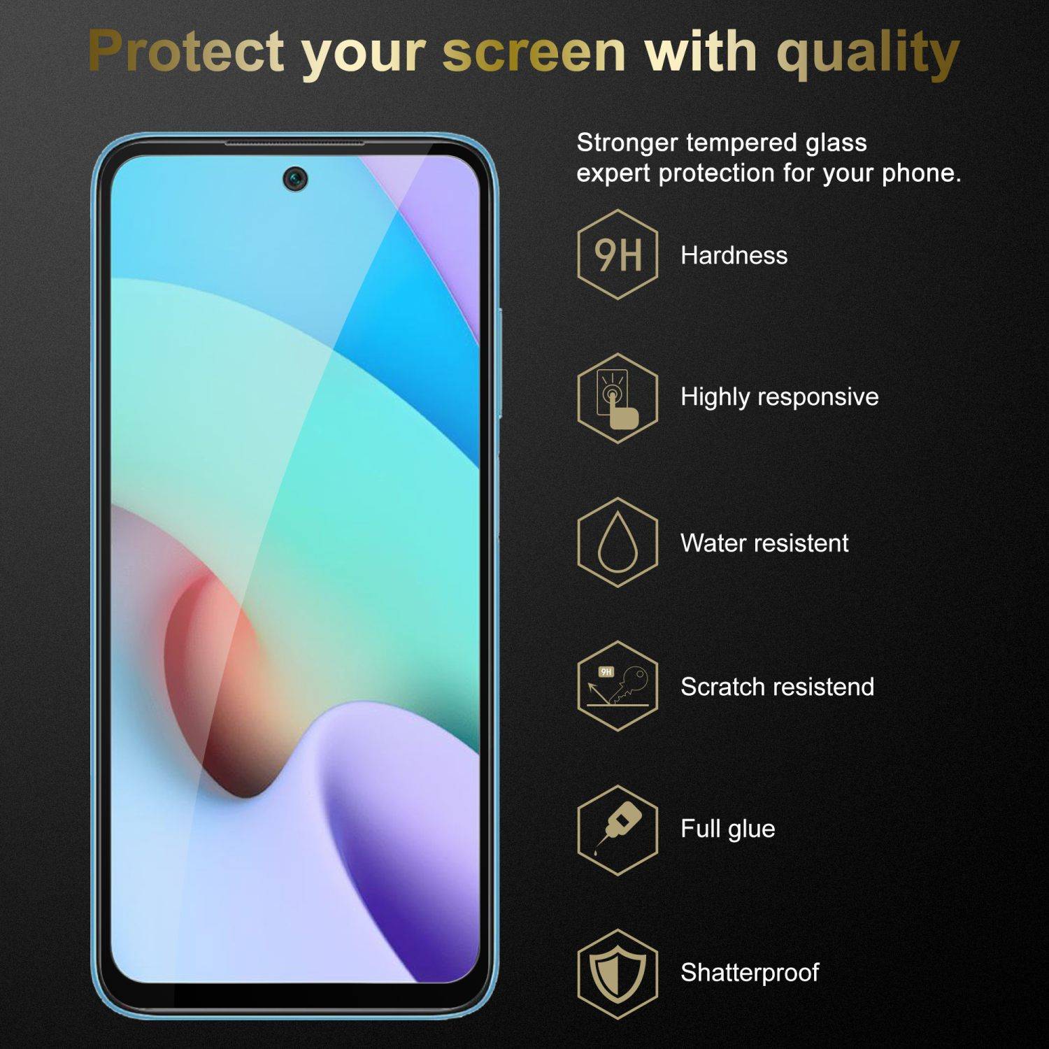 Cadorabo 3x Vollbild Panzer Folie für Xiaomi RedMi 10 / RedMi NOTE 11 4G Schutzfolie in Schwarz Tempered