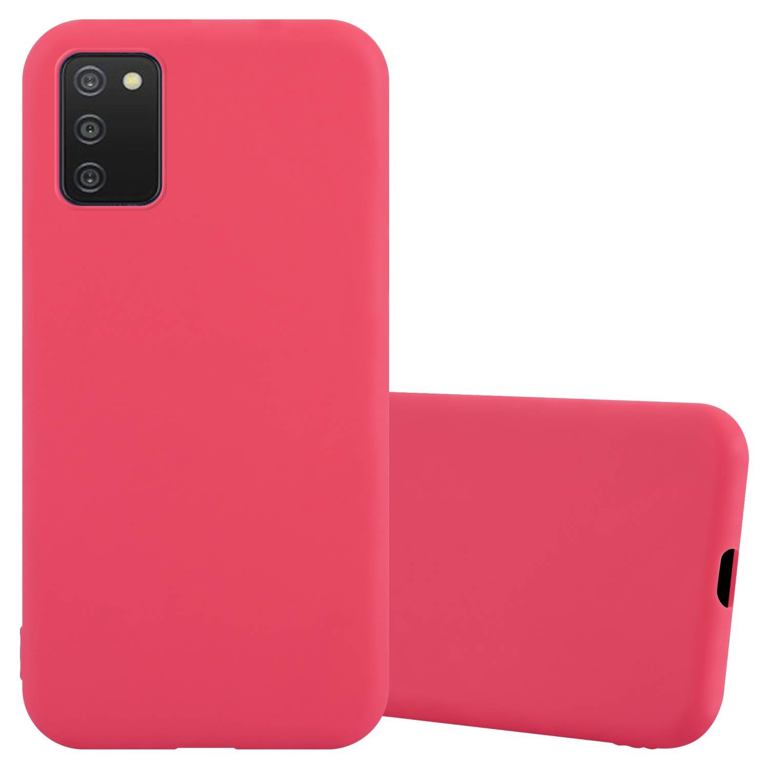 Cadorabo Hülle für Samsung Galaxy A03s Schutzhülle in Rot Handyhülle TPU Silikon Etui Case Cover