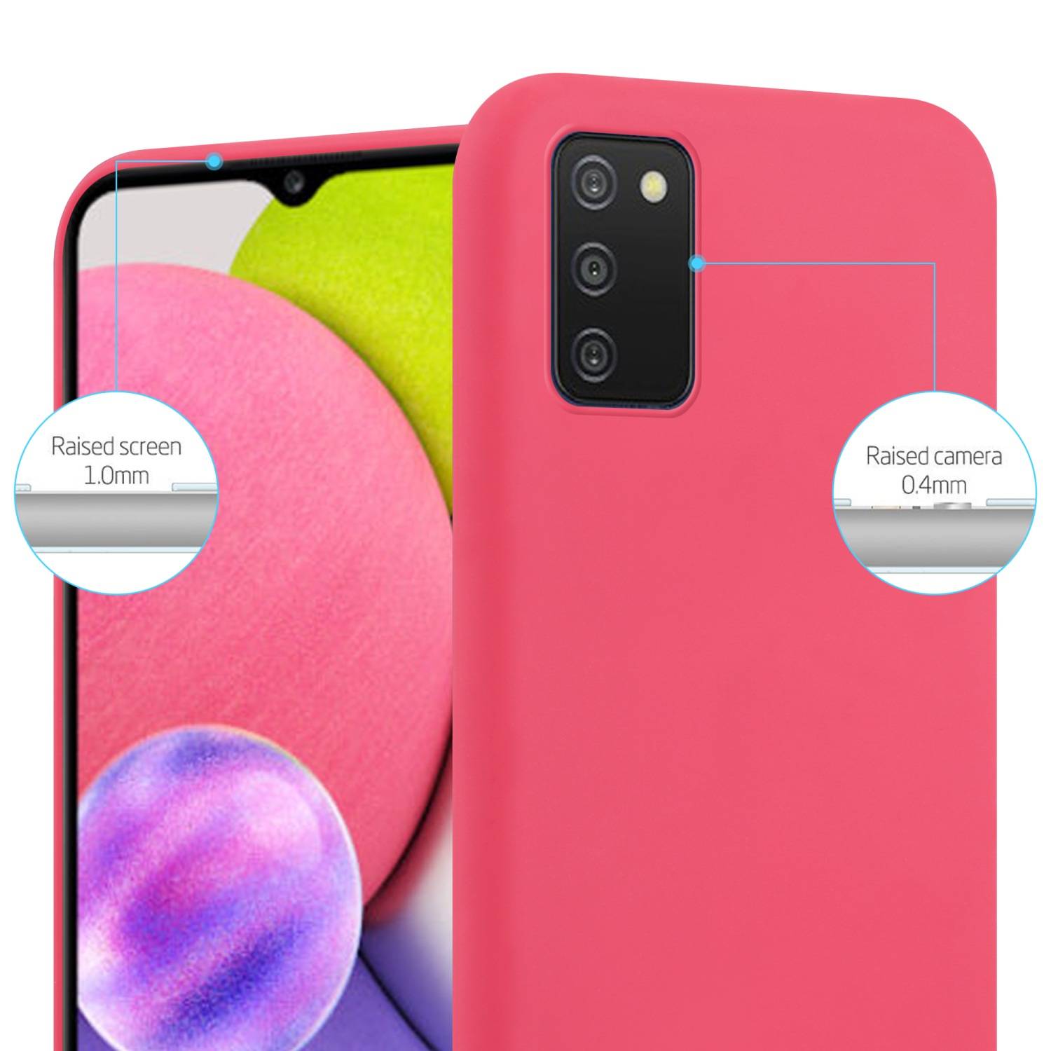Cadorabo Hülle für Samsung Galaxy A03s Schutzhülle in Rot Handyhülle TPU Silikon Etui Case Cover